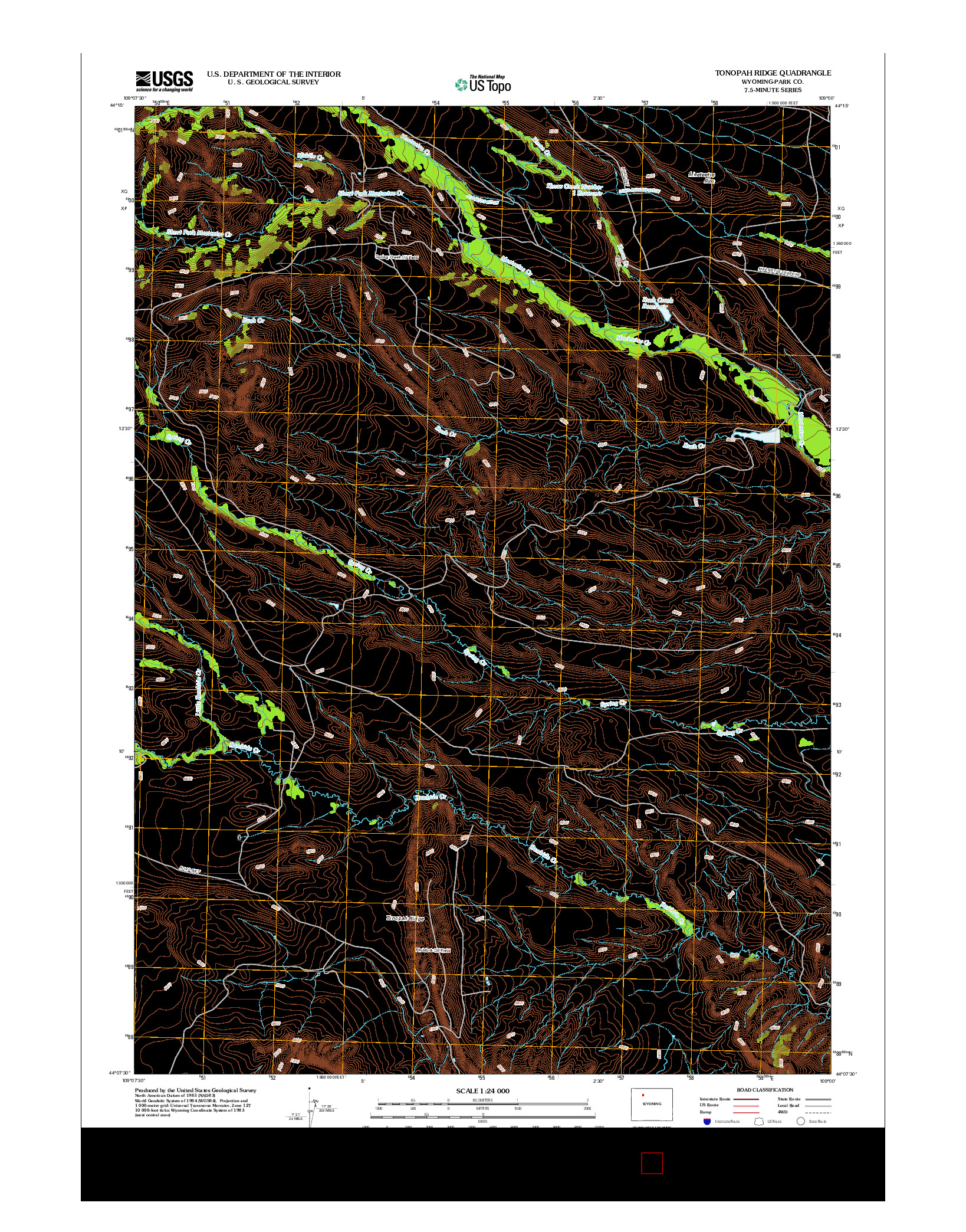 USGS US TOPO 7.5-MINUTE MAP FOR TONOPAH RIDGE, WY 2012