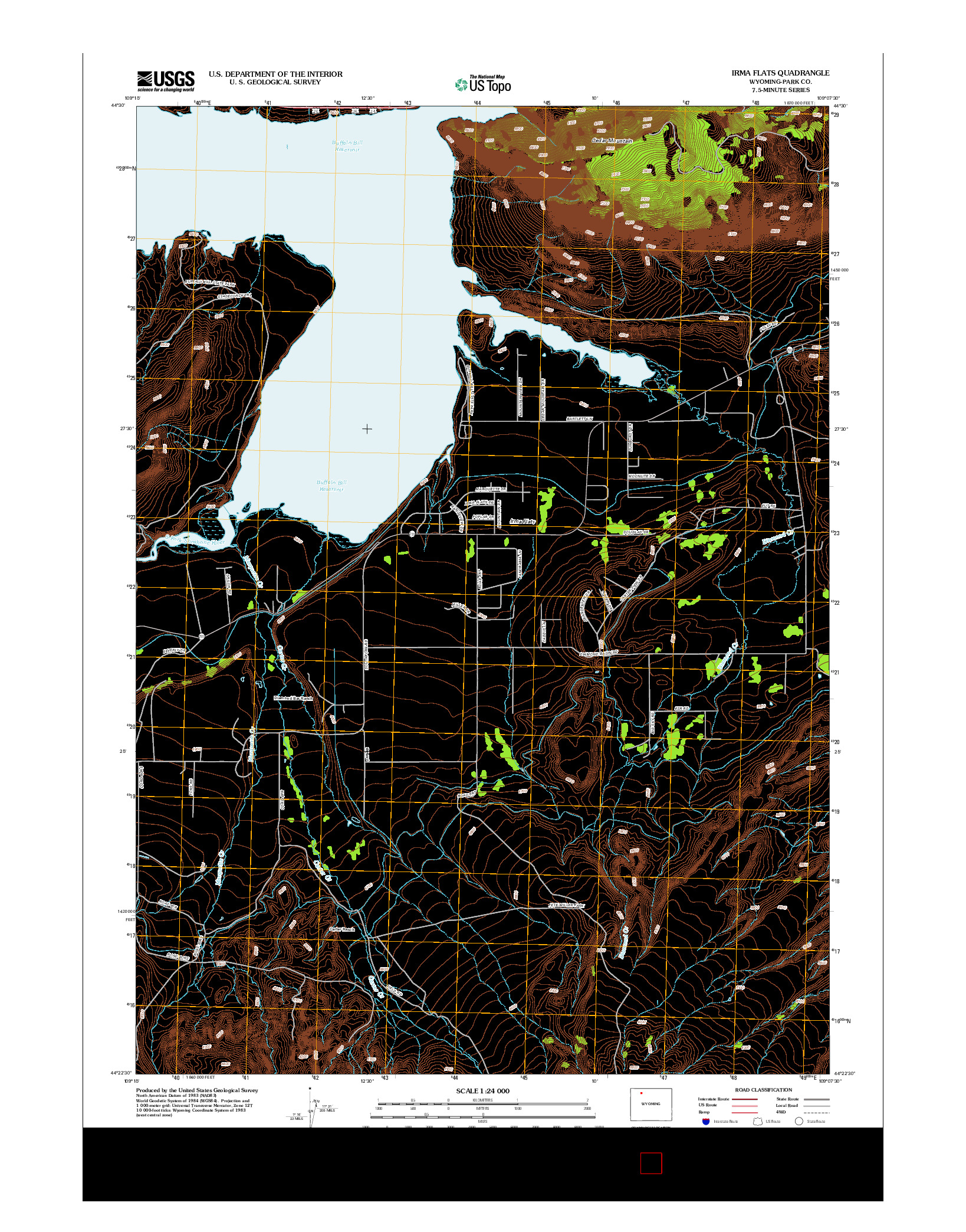 USGS US TOPO 7.5-MINUTE MAP FOR IRMA FLATS, WY 2012