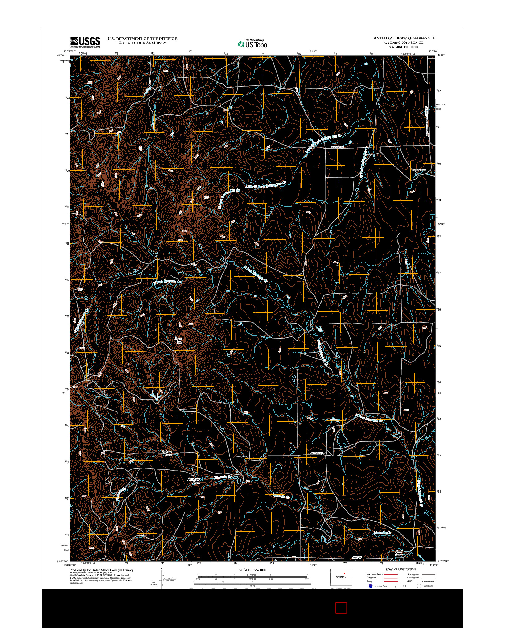 USGS US TOPO 7.5-MINUTE MAP FOR ANTELOPE DRAW, WY 2012