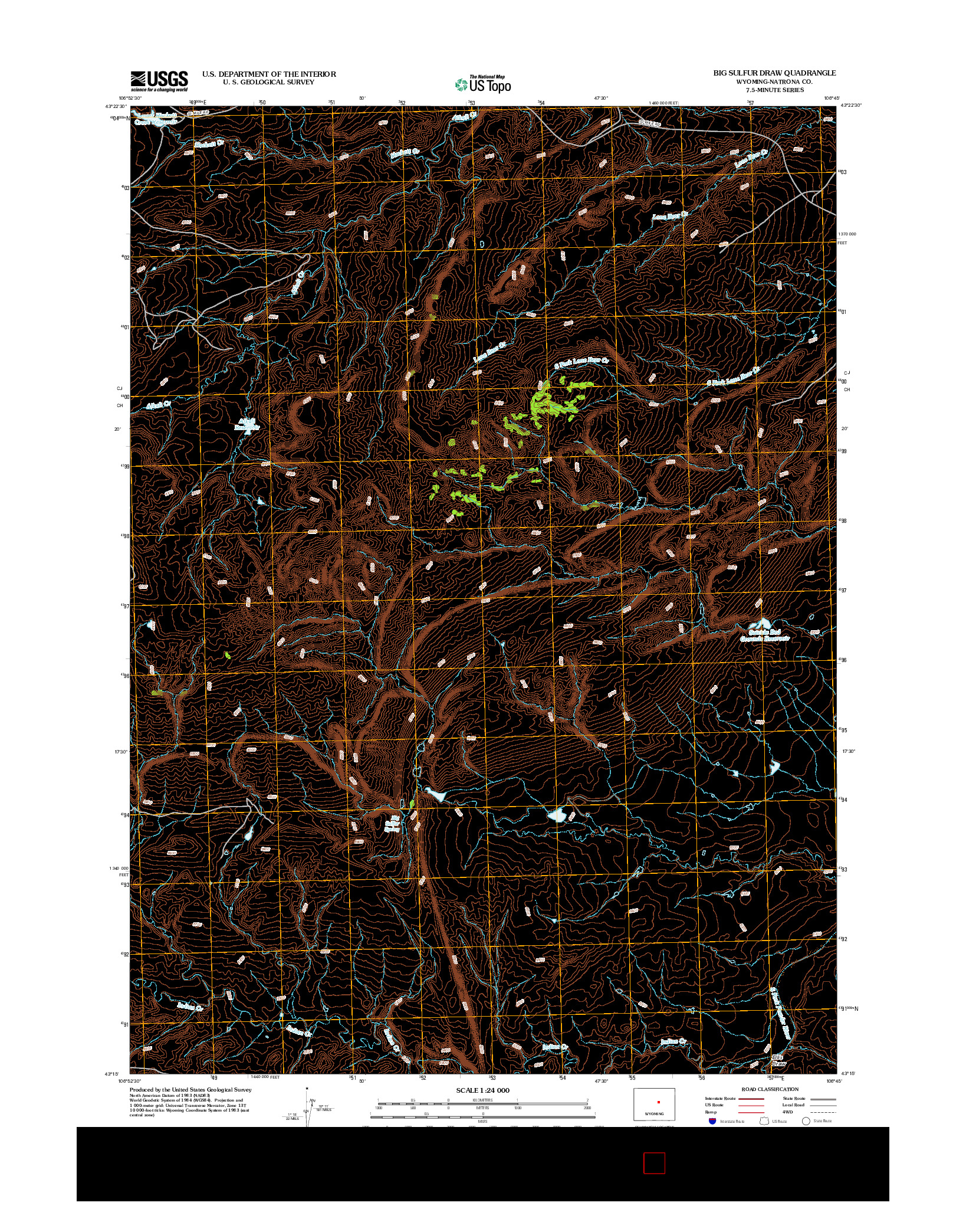 USGS US TOPO 7.5-MINUTE MAP FOR BIG SULFUR DRAW, WY 2012