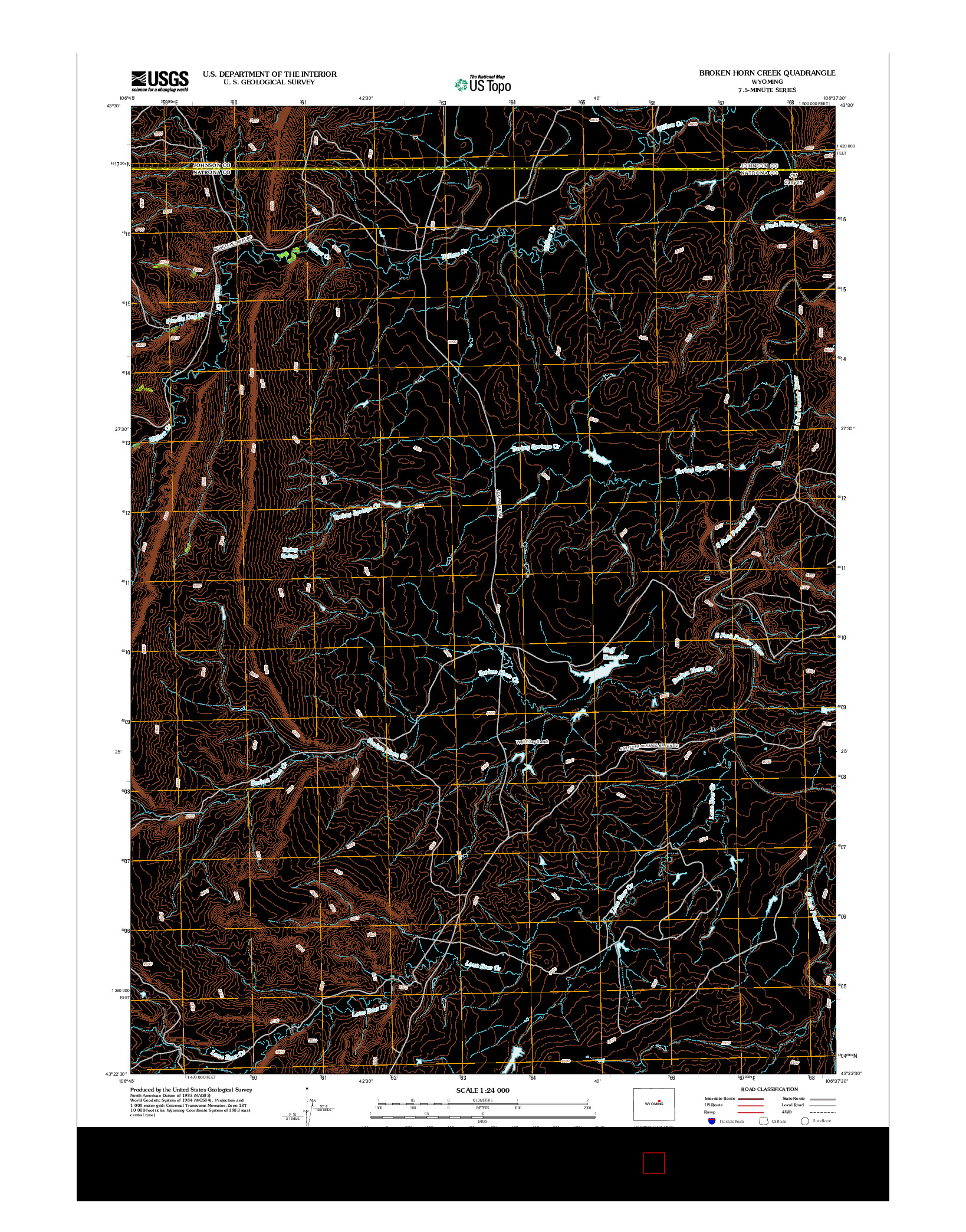 USGS US TOPO 7.5-MINUTE MAP FOR BROKEN HORN CREEK, WY 2012