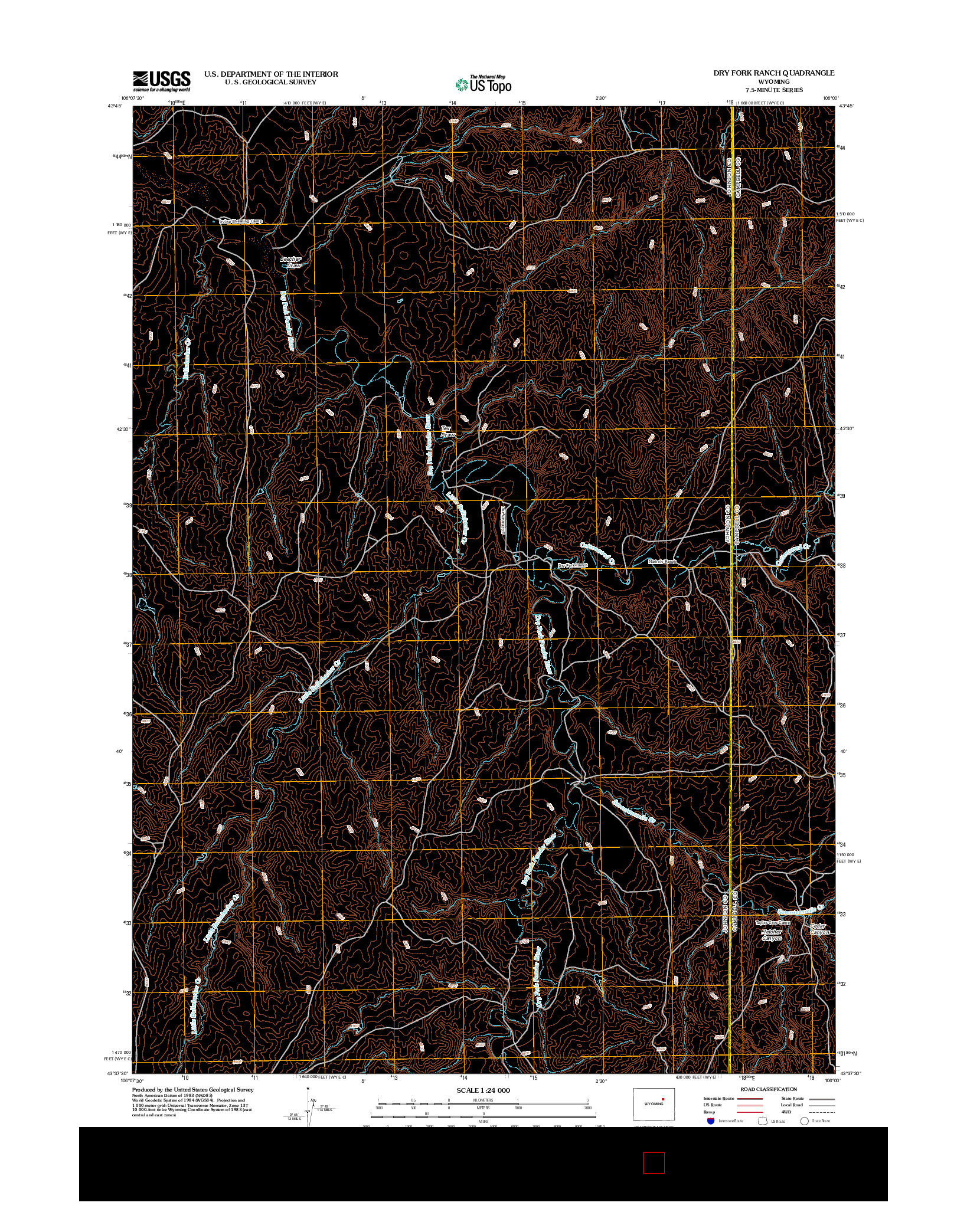 USGS US TOPO 7.5-MINUTE MAP FOR DRY FORK RANCH, WY 2012