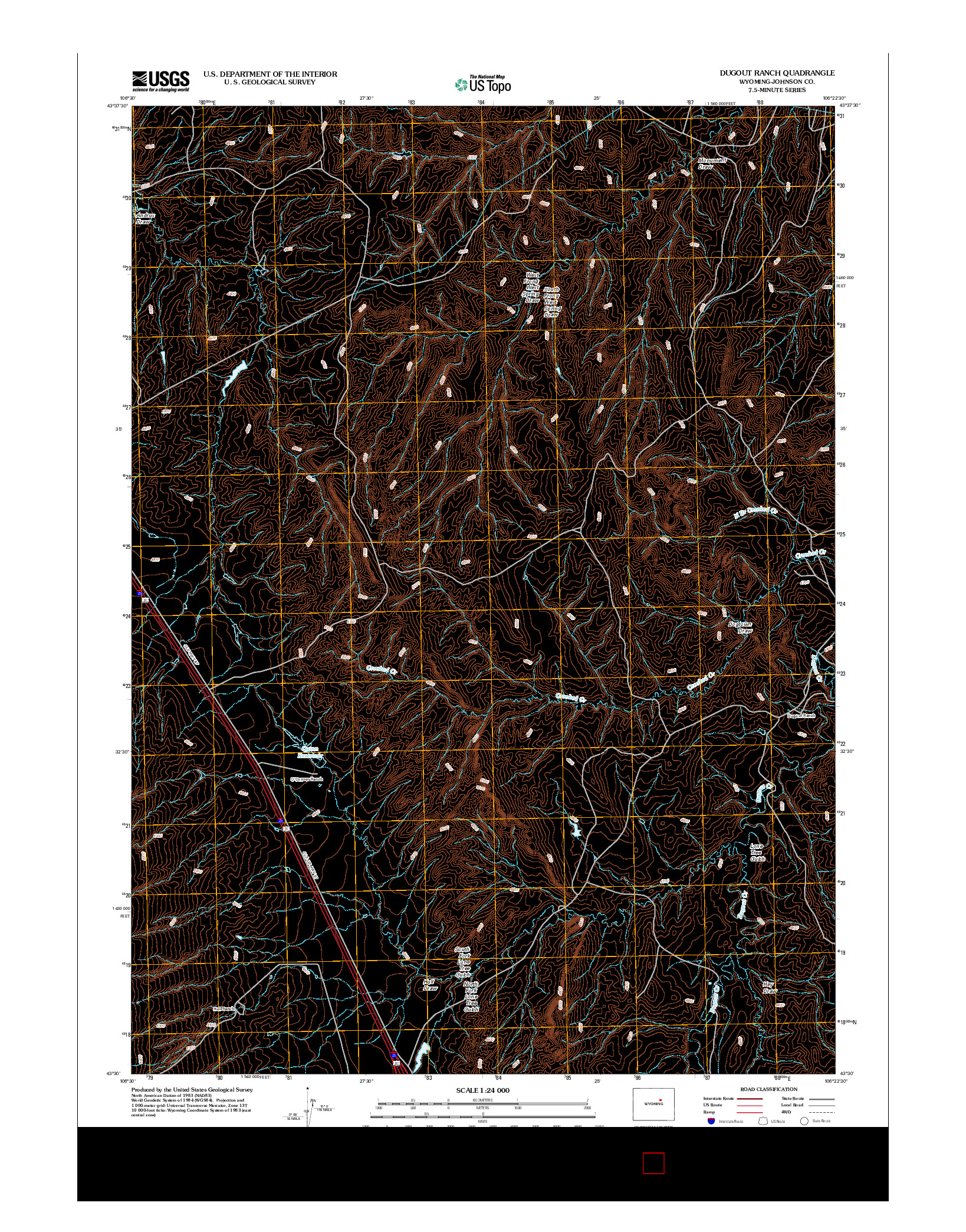 USGS US TOPO 7.5-MINUTE MAP FOR DUGOUT RANCH, WY 2012