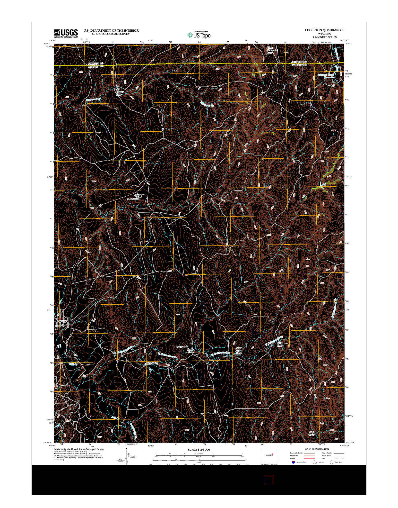 USGS US TOPO 7.5-MINUTE MAP FOR EDGERTON, WY 2012