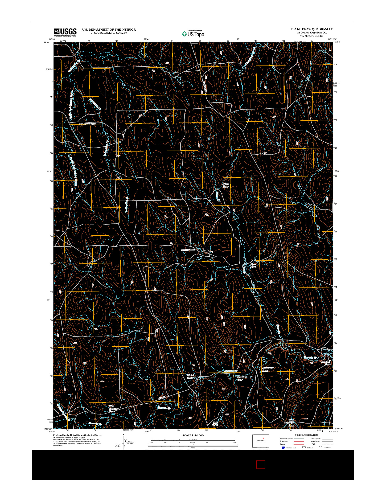 USGS US TOPO 7.5-MINUTE MAP FOR ELAINE DRAW, WY 2012