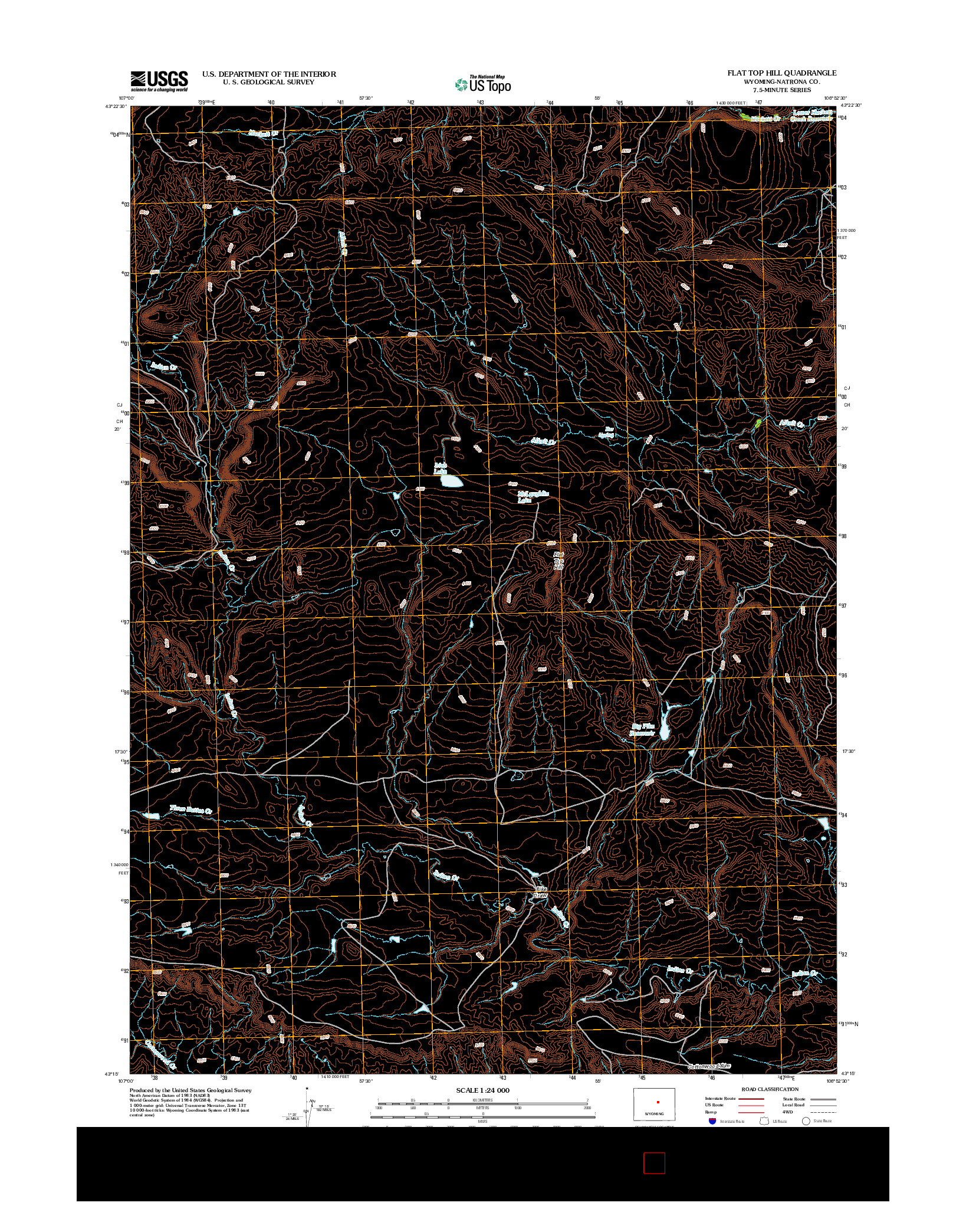 USGS US TOPO 7.5-MINUTE MAP FOR FLAT TOP HILL, WY 2012