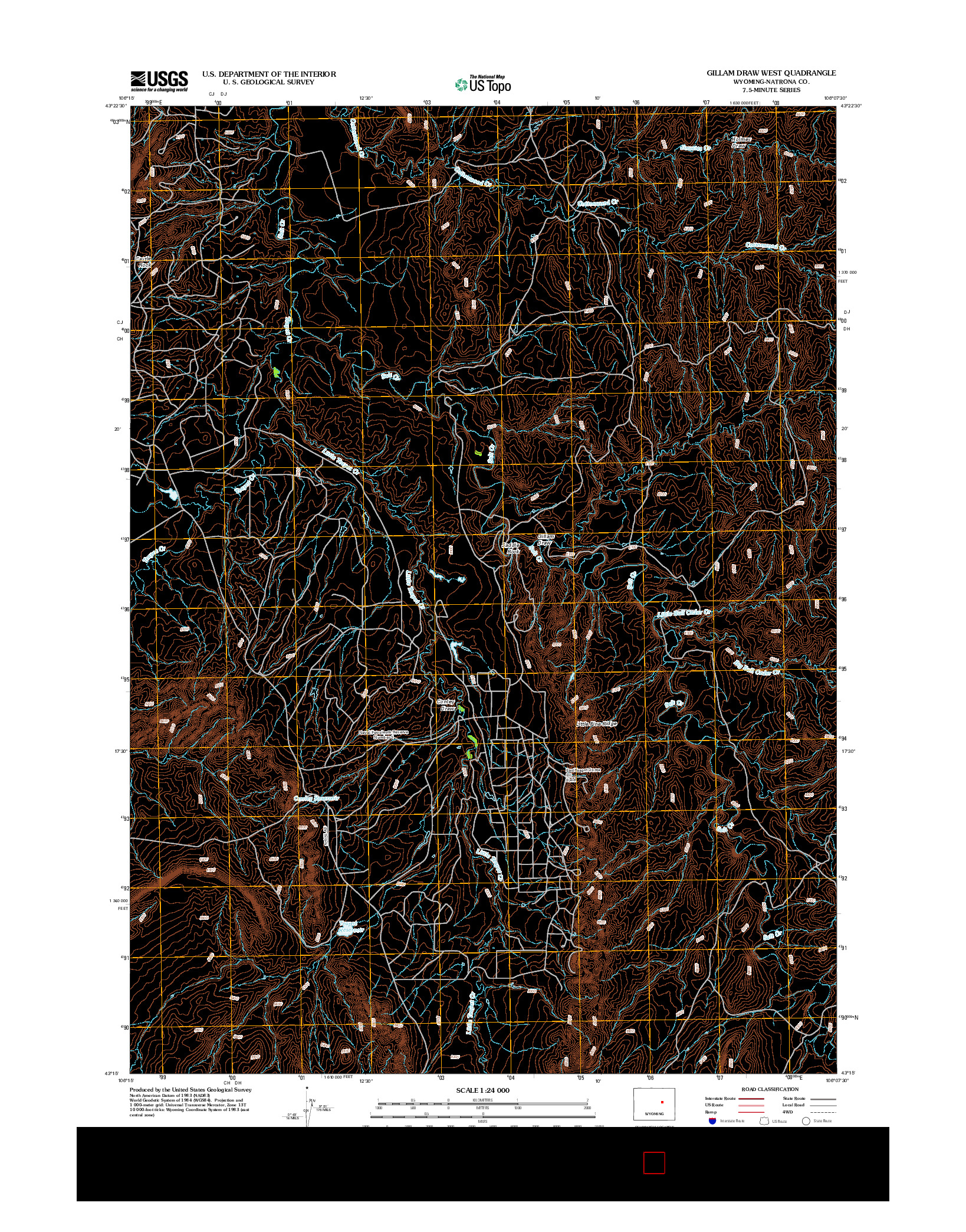 USGS US TOPO 7.5-MINUTE MAP FOR GILLAM DRAW WEST, WY 2012