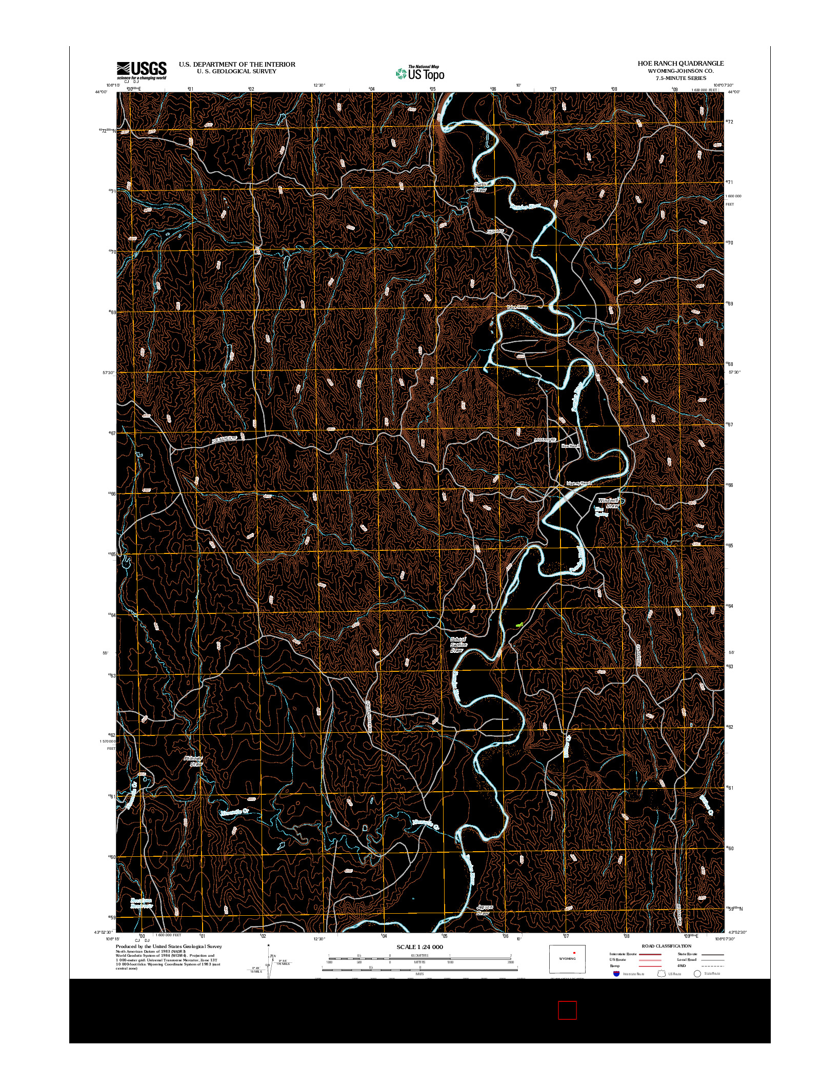USGS US TOPO 7.5-MINUTE MAP FOR HOE RANCH, WY 2012