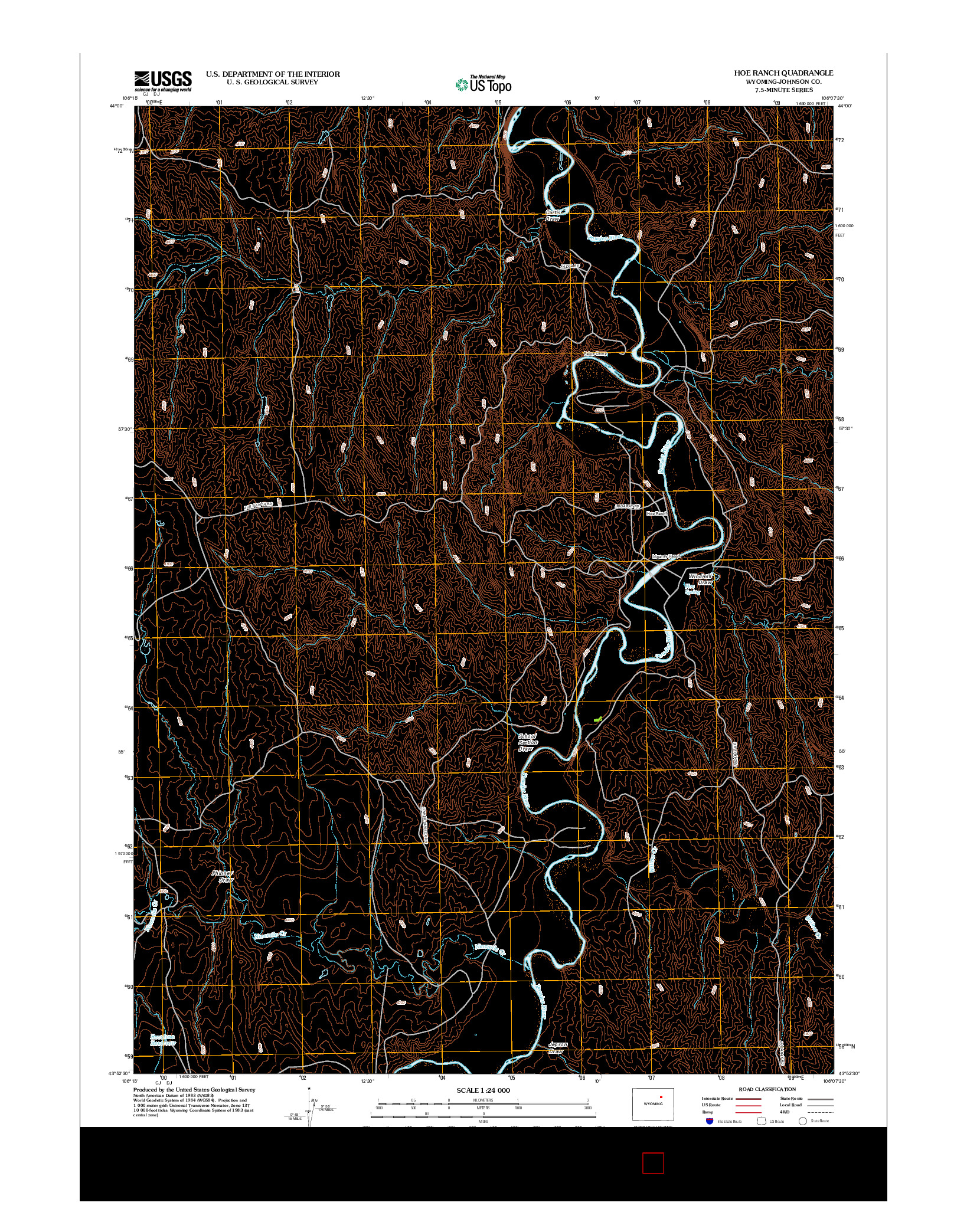 USGS US TOPO 7.5-MINUTE MAP FOR HOE RANCH, WY 2012