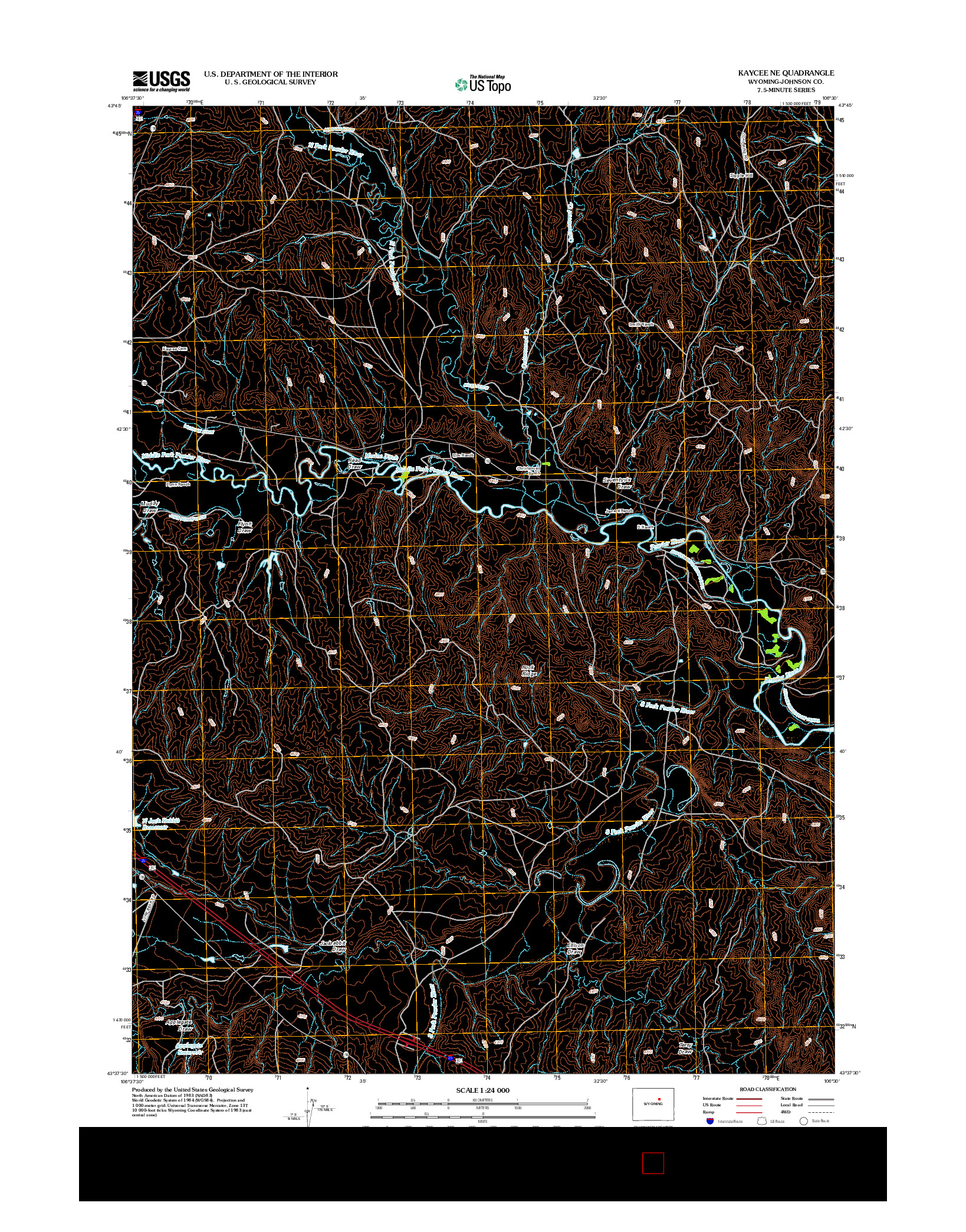 USGS US TOPO 7.5-MINUTE MAP FOR KAYCEE NE, WY 2012