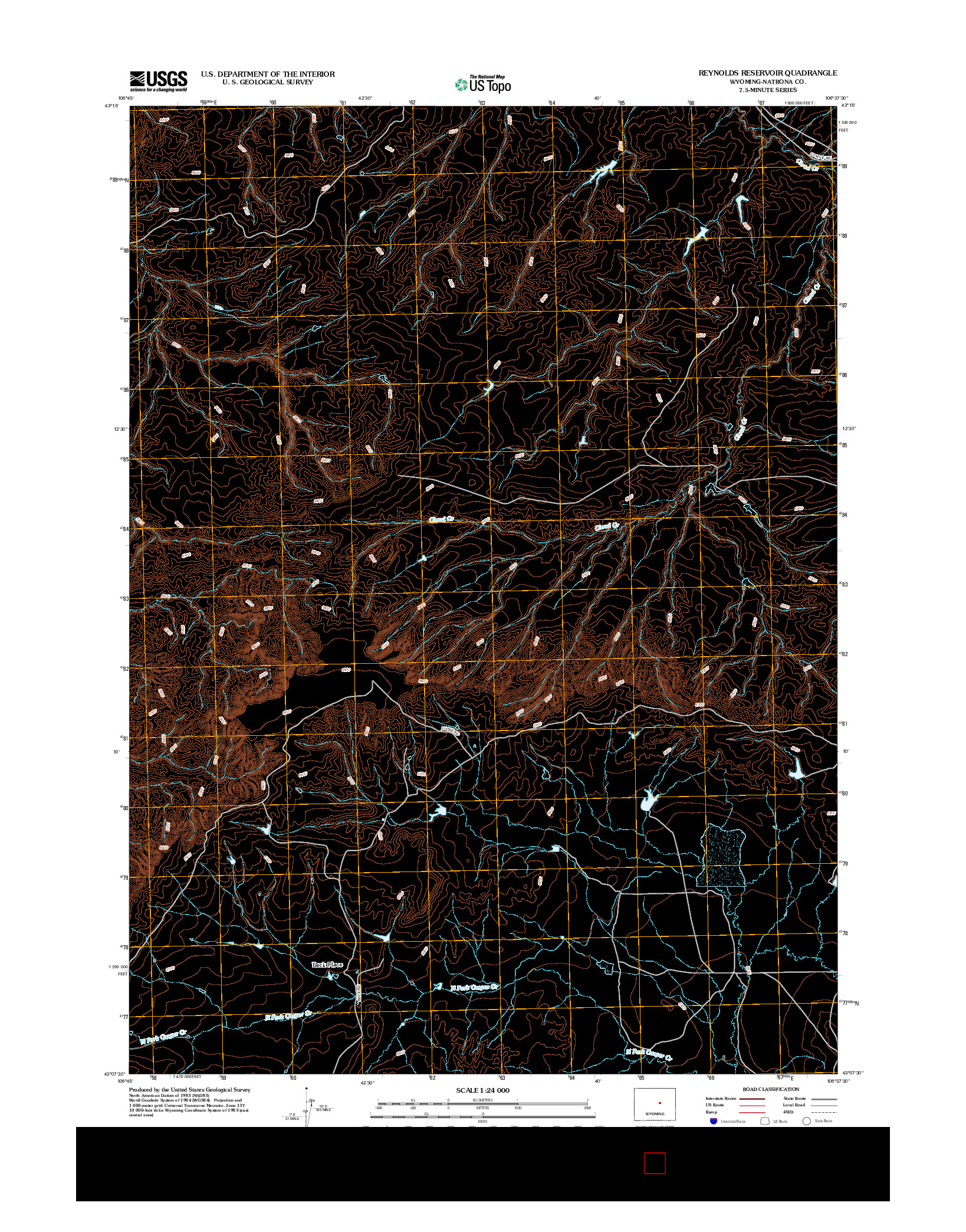 USGS US TOPO 7.5-MINUTE MAP FOR REYNOLDS RESERVOIR, WY 2012