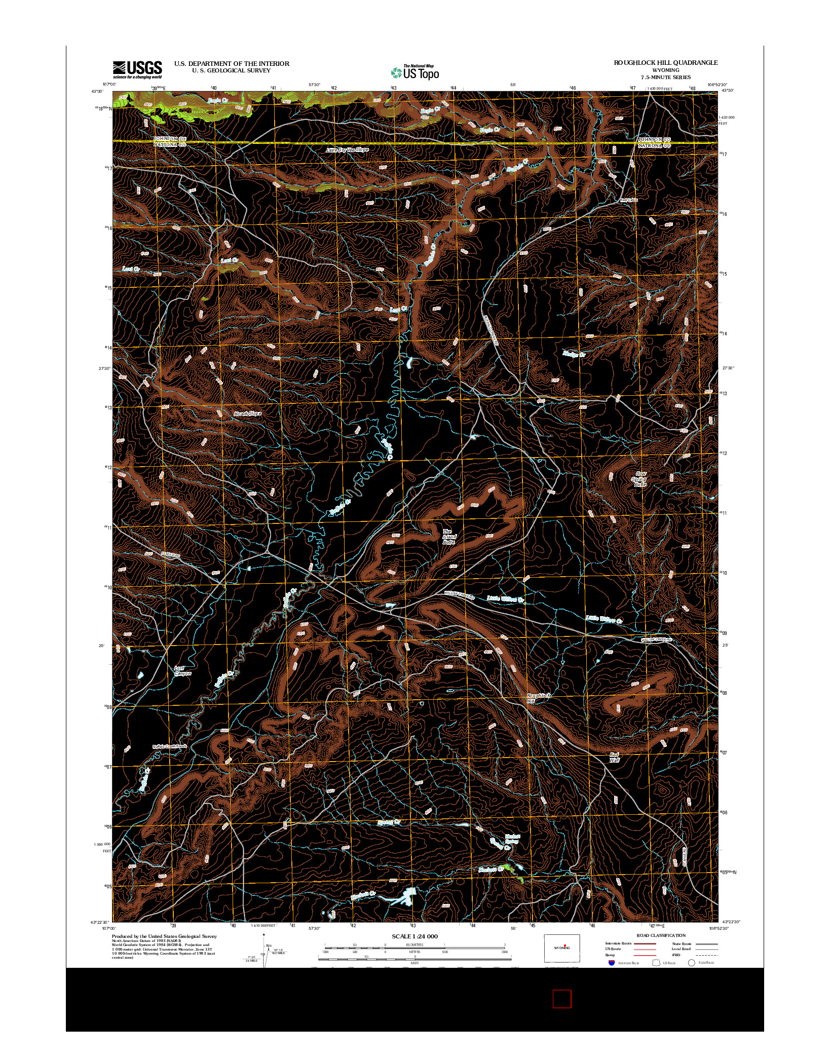 USGS US TOPO 7.5-MINUTE MAP FOR ROUGHLOCK HILL, WY 2012