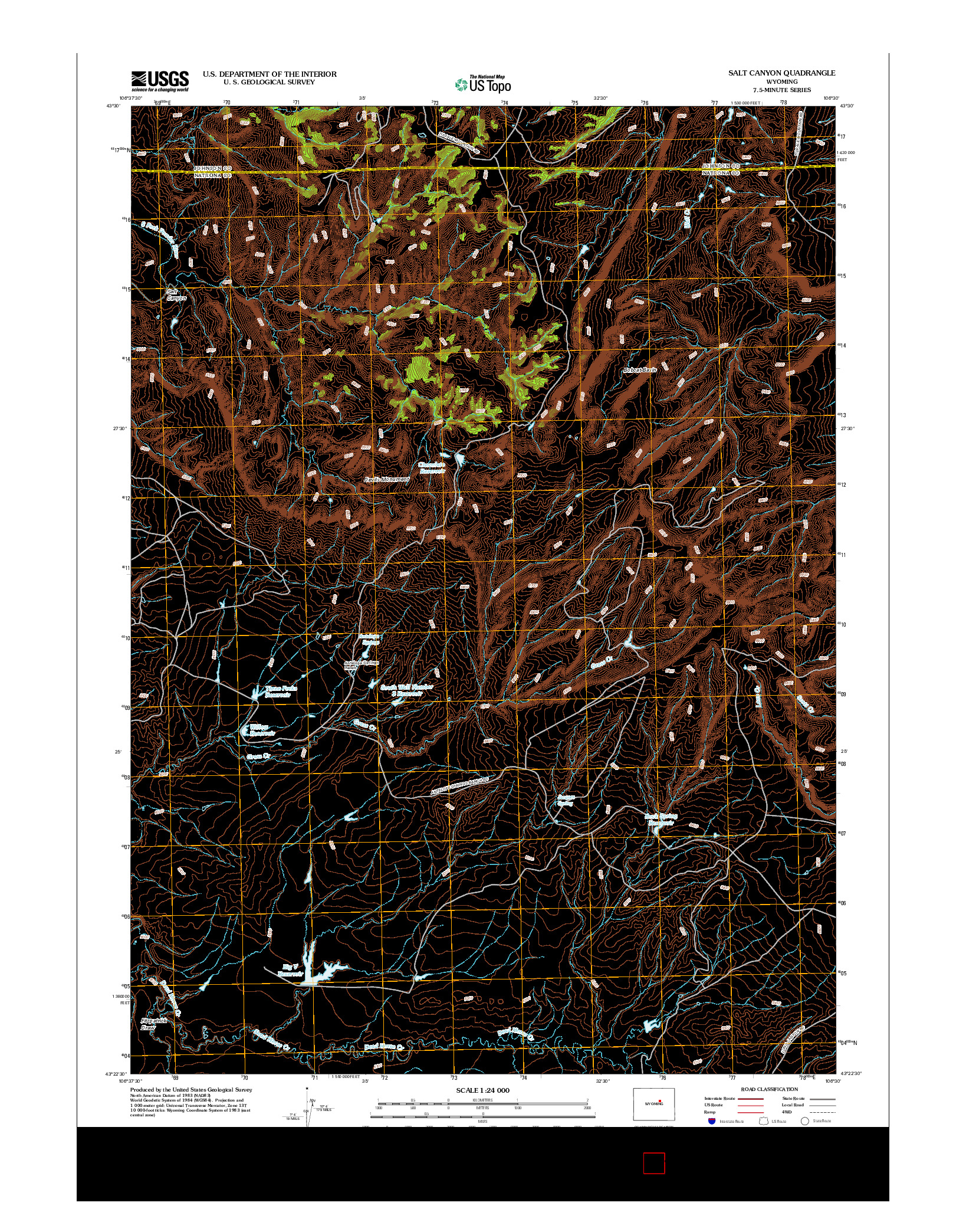 USGS US TOPO 7.5-MINUTE MAP FOR SALT CANYON, WY 2012