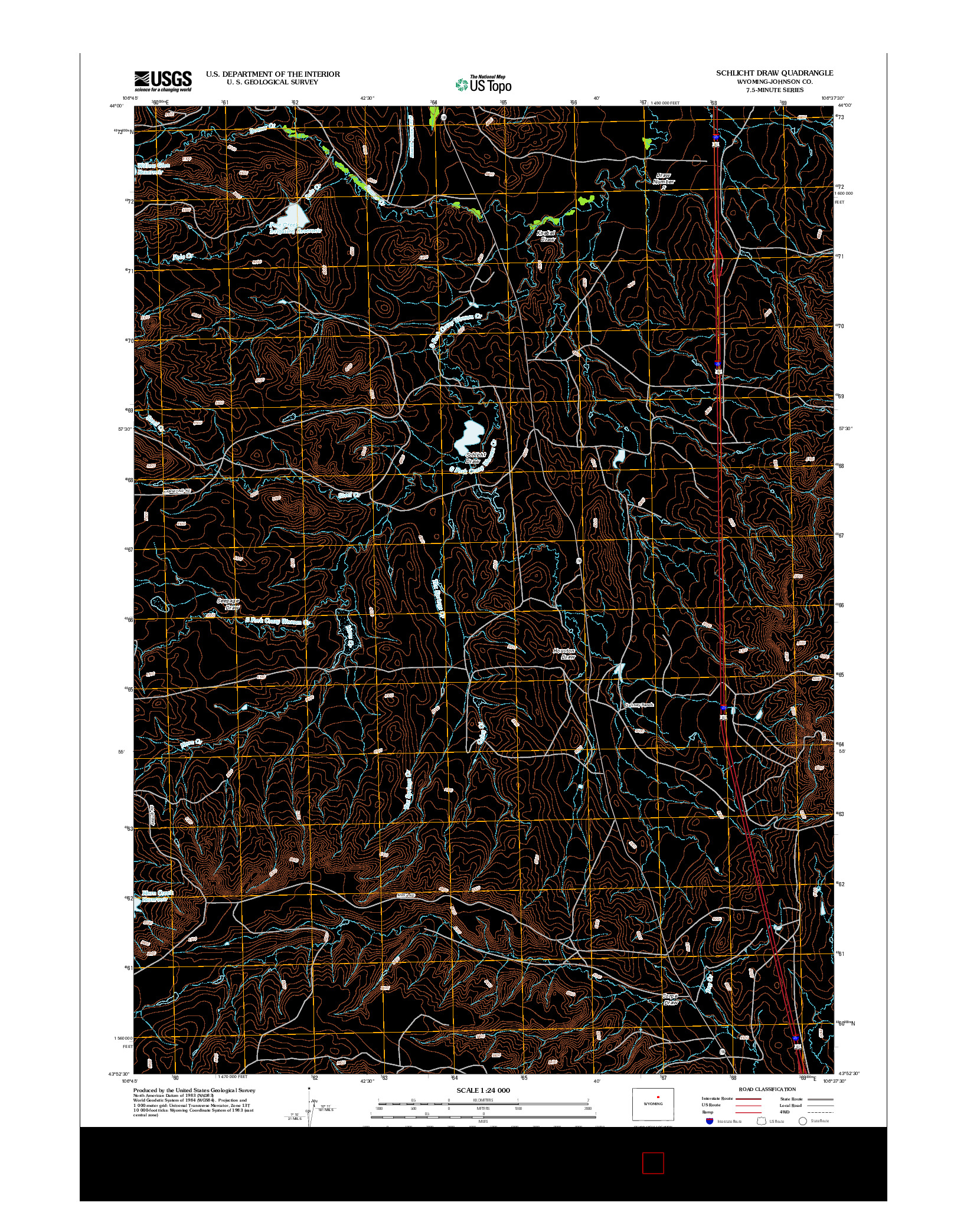 USGS US TOPO 7.5-MINUTE MAP FOR SCHLICHT DRAW, WY 2012