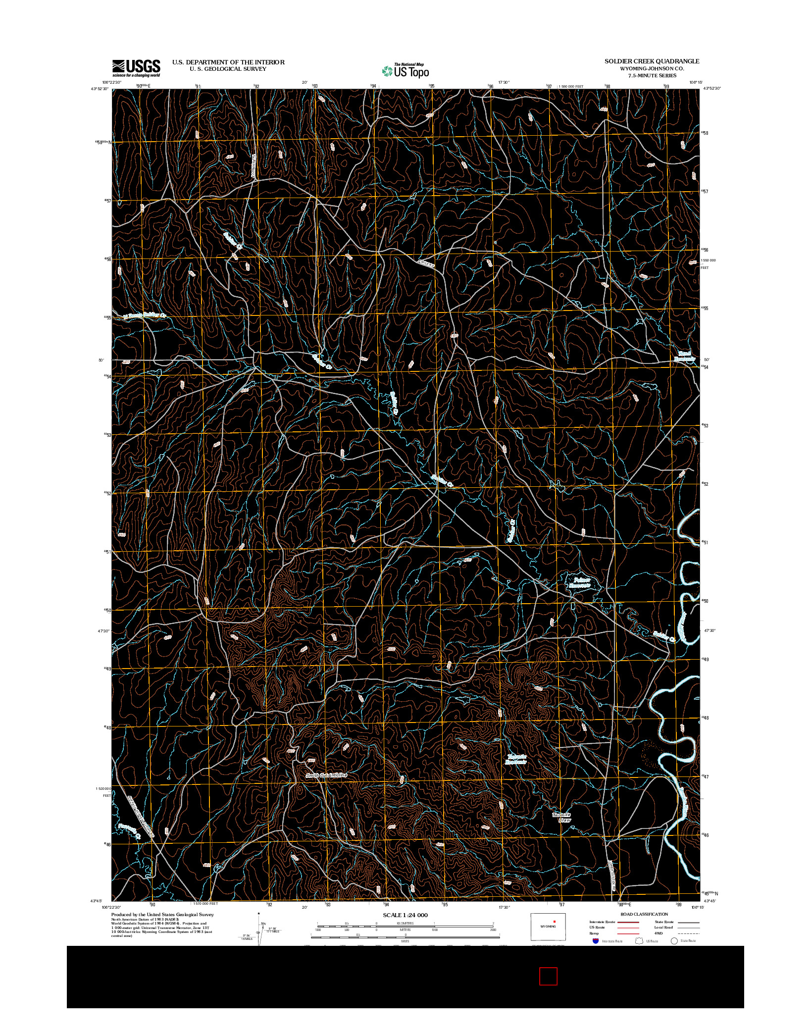 USGS US TOPO 7.5-MINUTE MAP FOR SOLDIER CREEK, WY 2012
