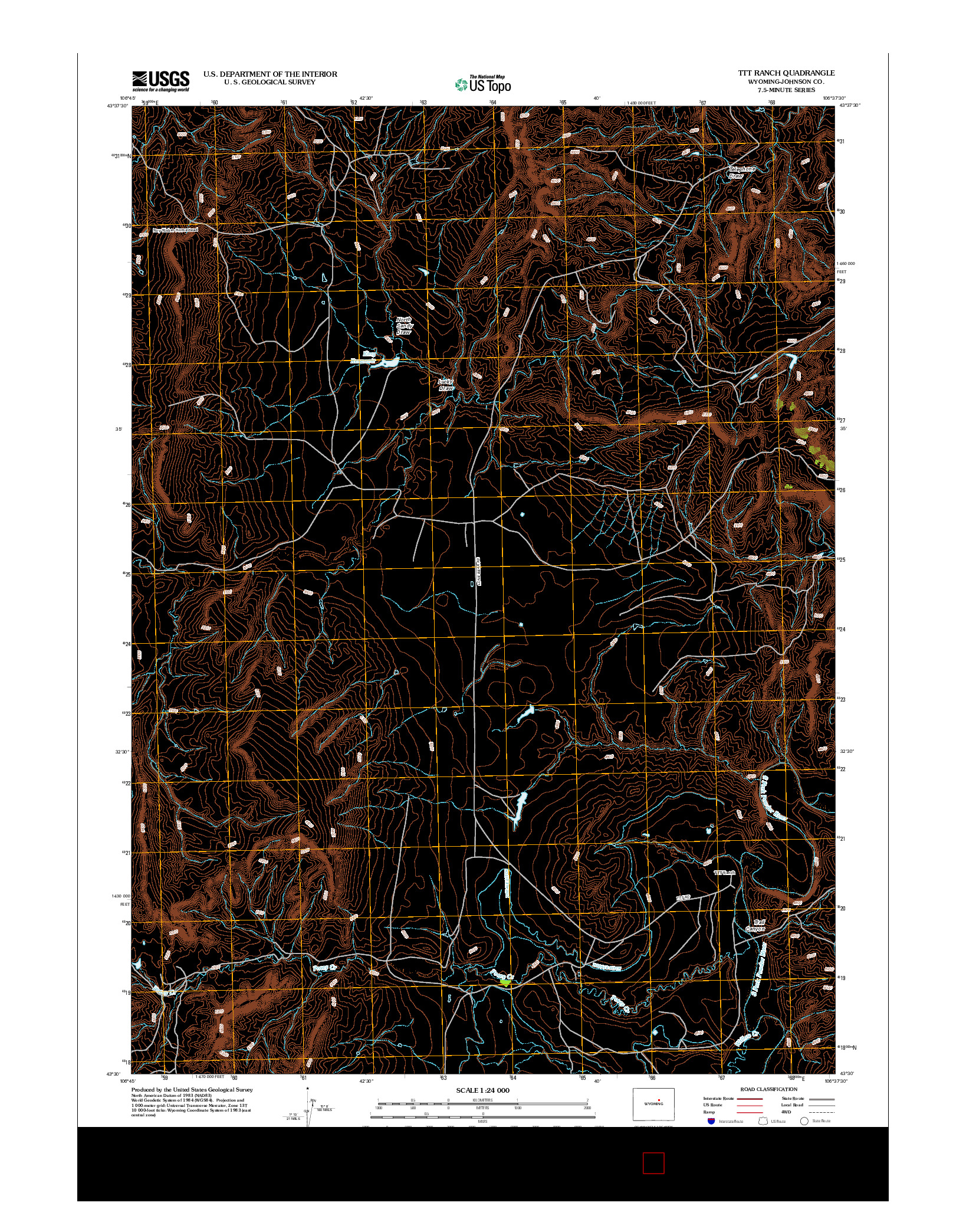 USGS US TOPO 7.5-MINUTE MAP FOR TTT RANCH, WY 2012