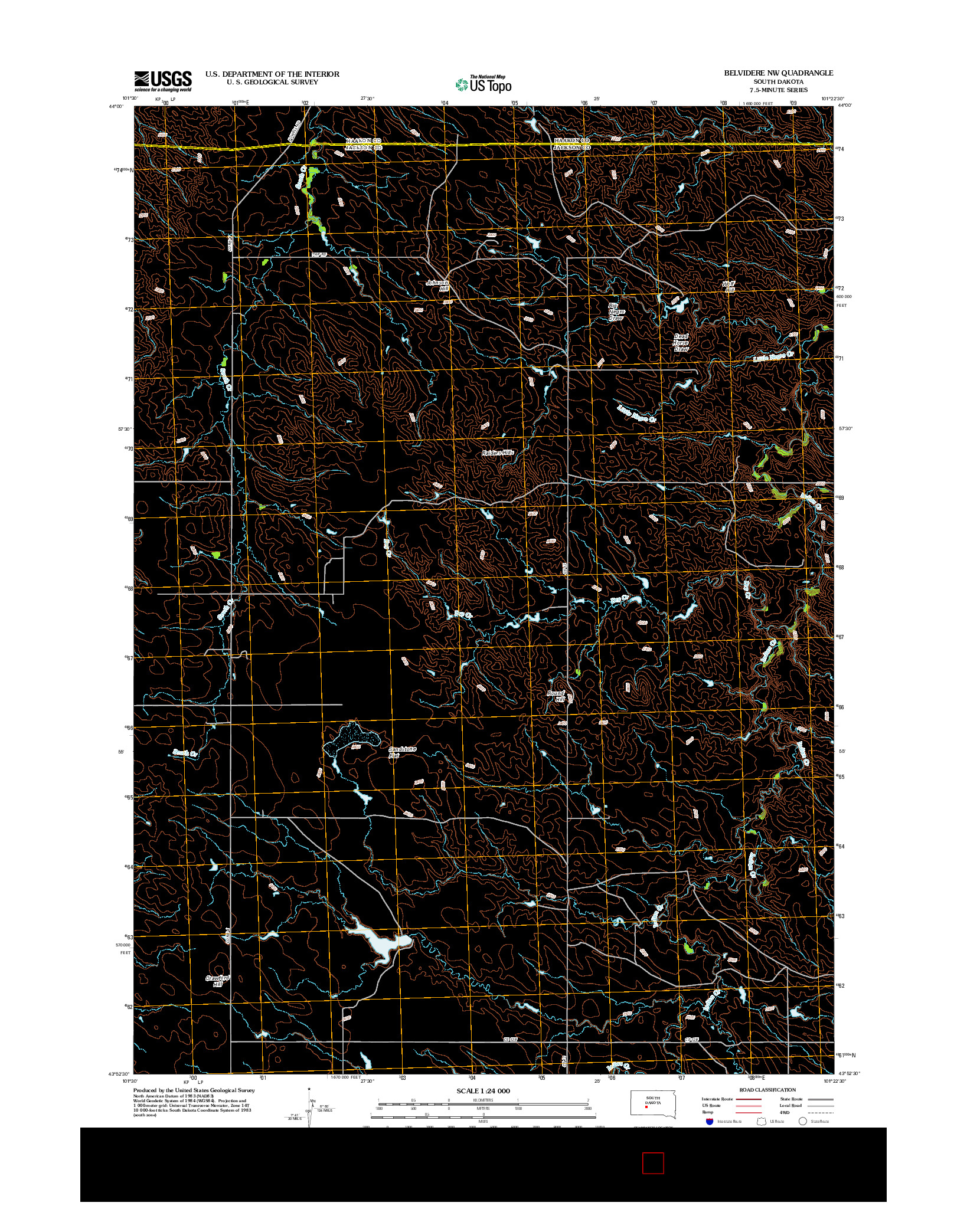 USGS US TOPO 7.5-MINUTE MAP FOR BELVIDERE NW, SD 2012