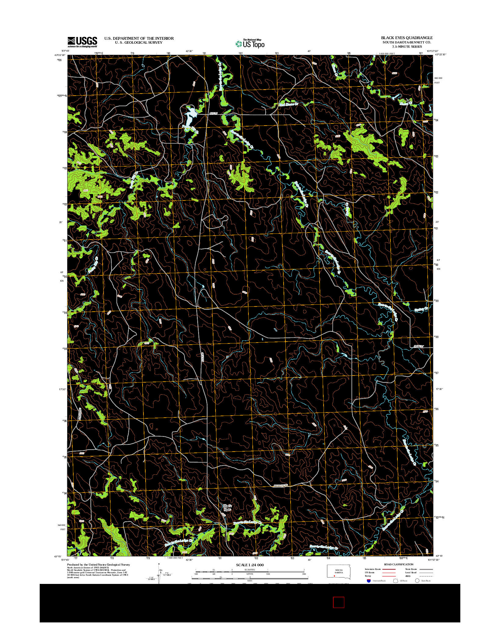 USGS US TOPO 7.5-MINUTE MAP FOR BLACK EYES, SD 2012