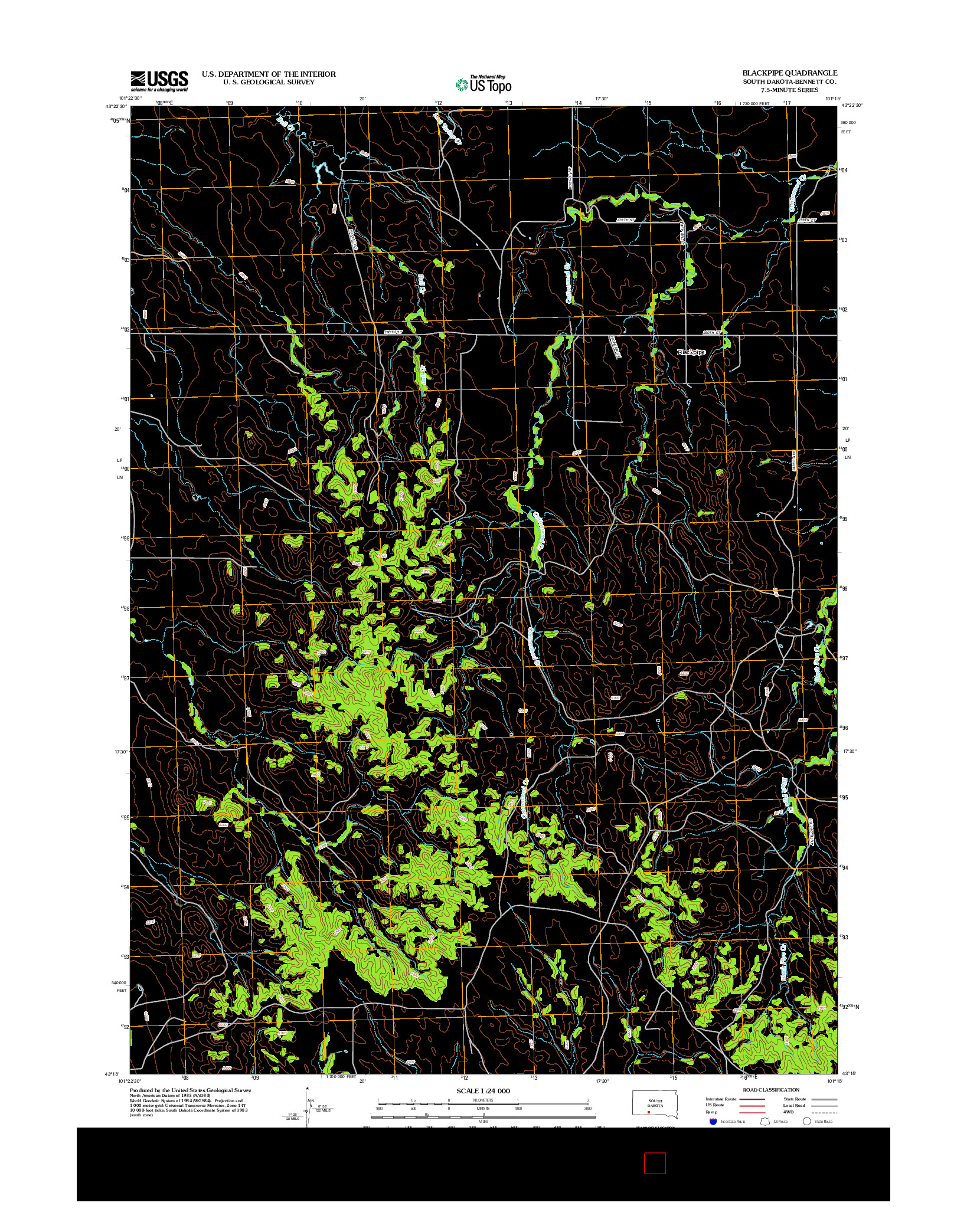 USGS US TOPO 7.5-MINUTE MAP FOR BLACKPIPE, SD 2012
