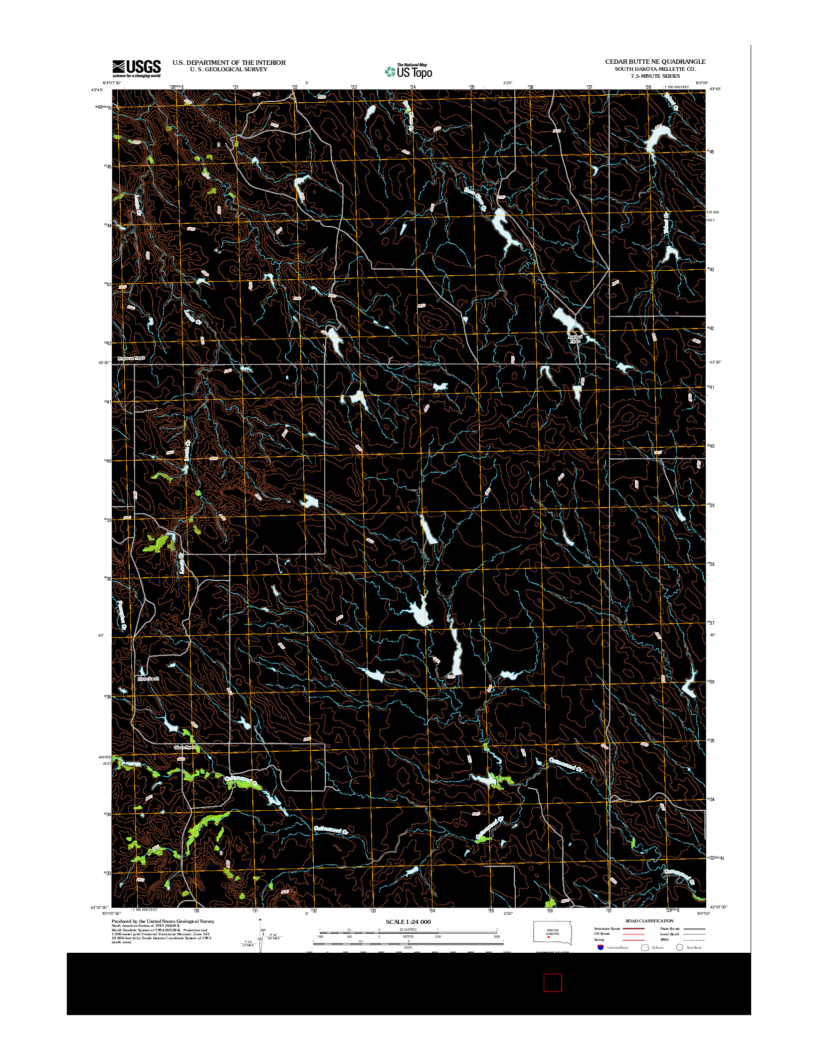 USGS US TOPO 7.5-MINUTE MAP FOR CEDAR BUTTE NE, SD 2012