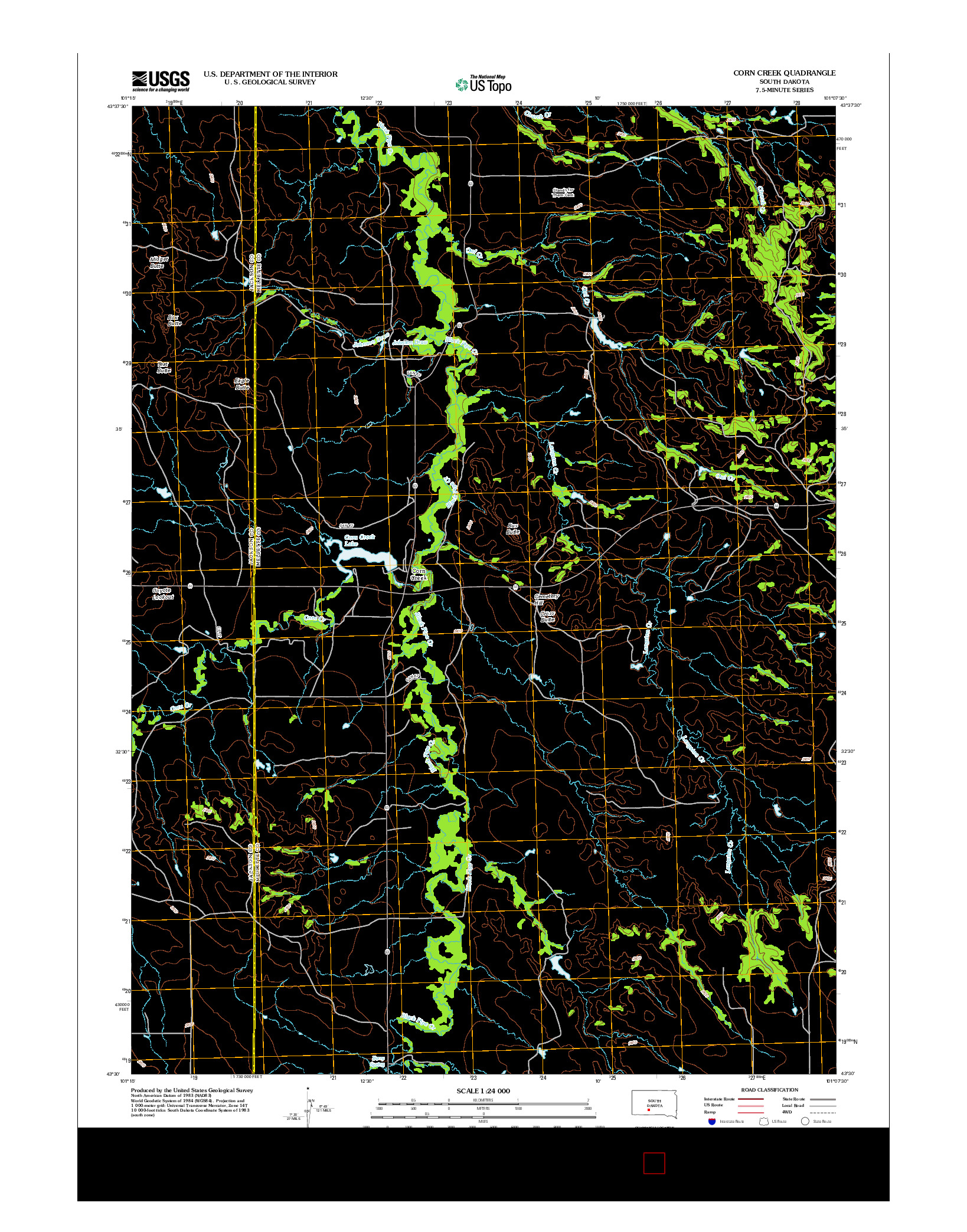 USGS US TOPO 7.5-MINUTE MAP FOR CORN CREEK, SD 2012