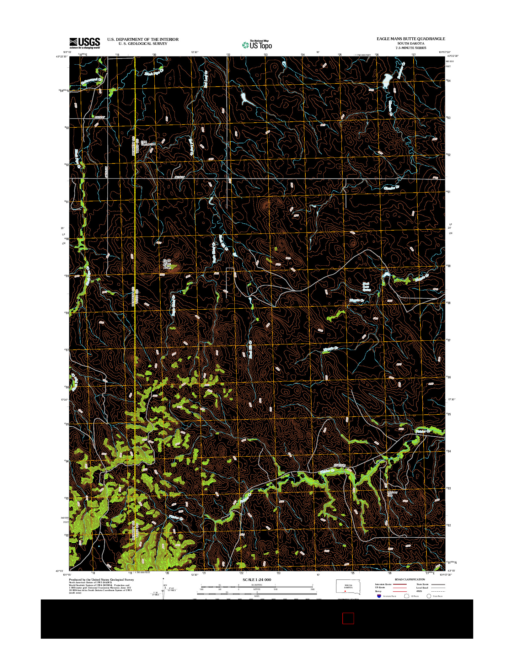 USGS US TOPO 7.5-MINUTE MAP FOR EAGLE MANS BUTTE, SD 2012