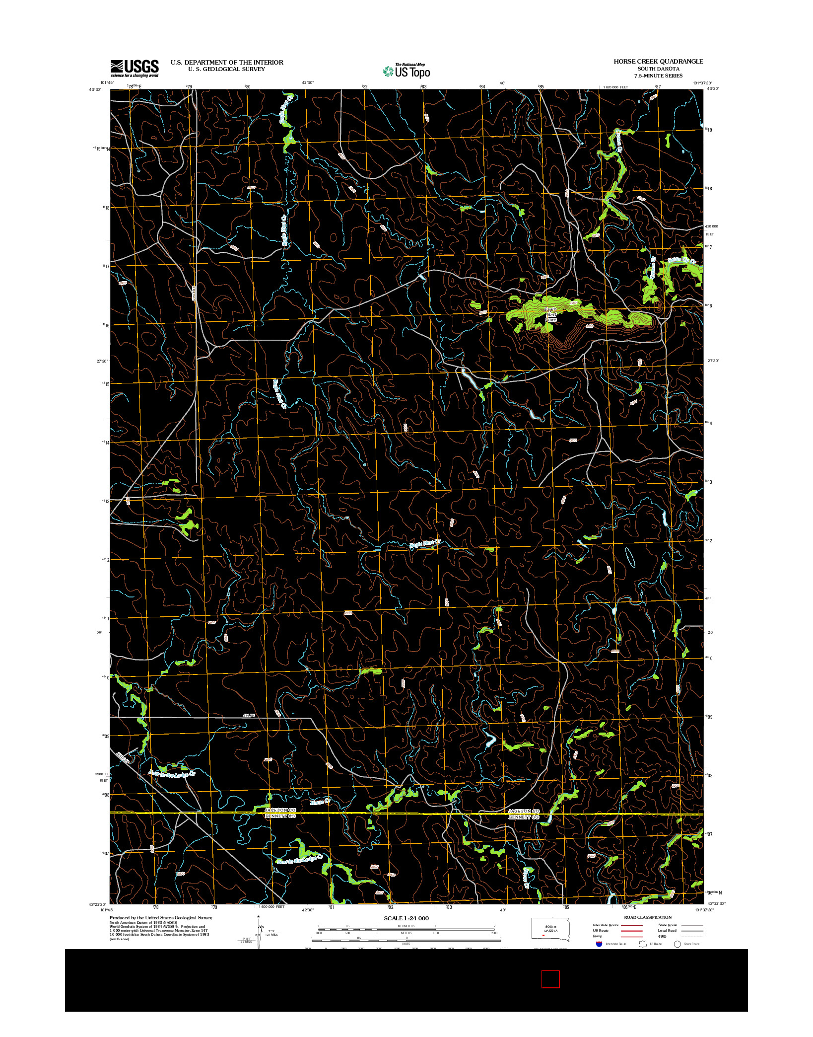 USGS US TOPO 7.5-MINUTE MAP FOR HORSE CREEK, SD 2012