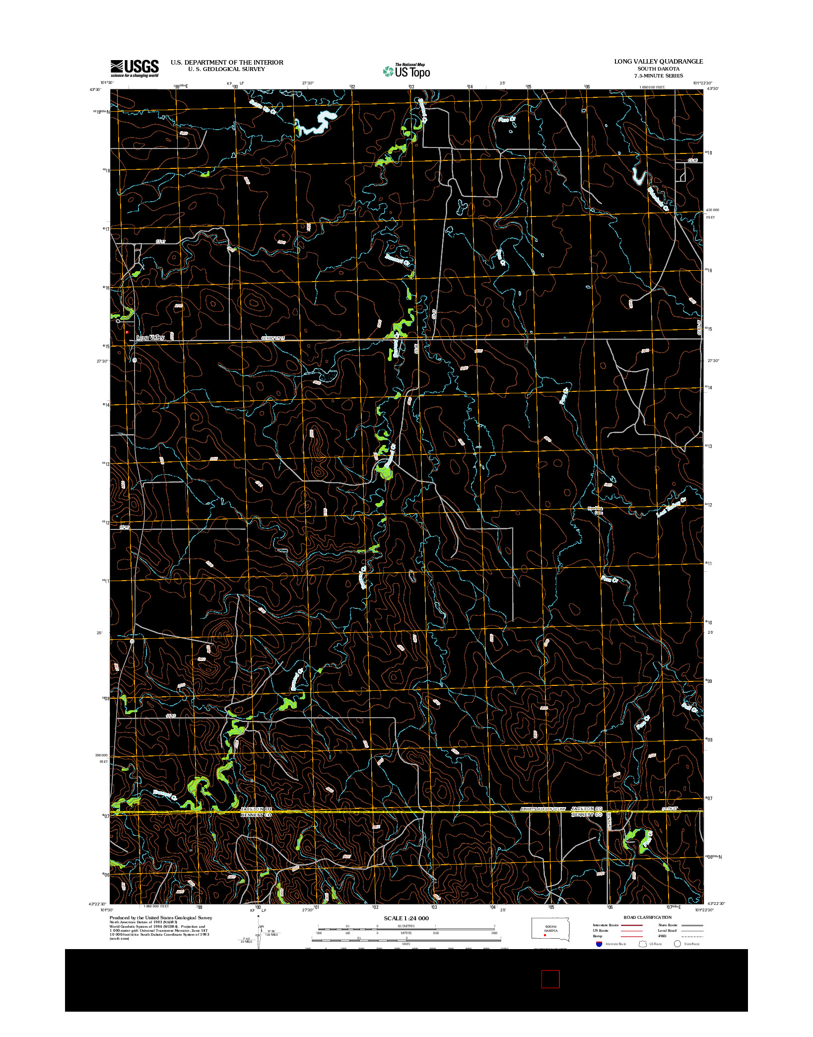 USGS US TOPO 7.5-MINUTE MAP FOR LONG VALLEY, SD 2012