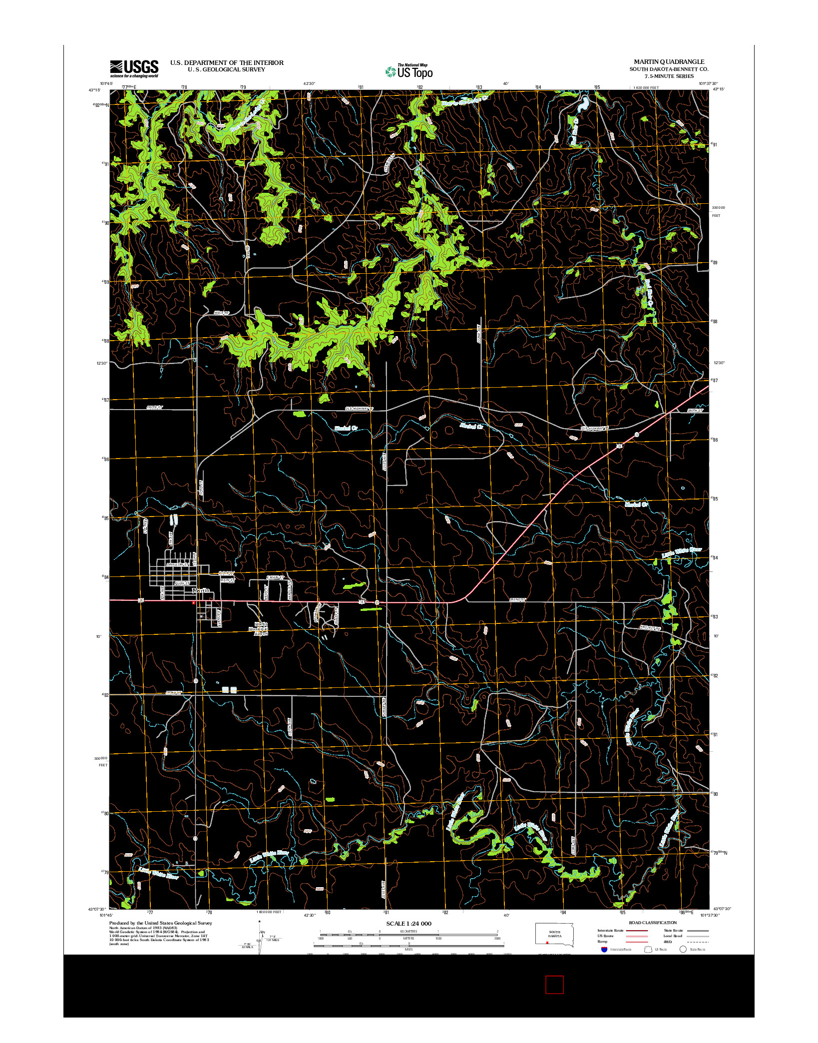 USGS US TOPO 7.5-MINUTE MAP FOR MARTIN, SD 2012