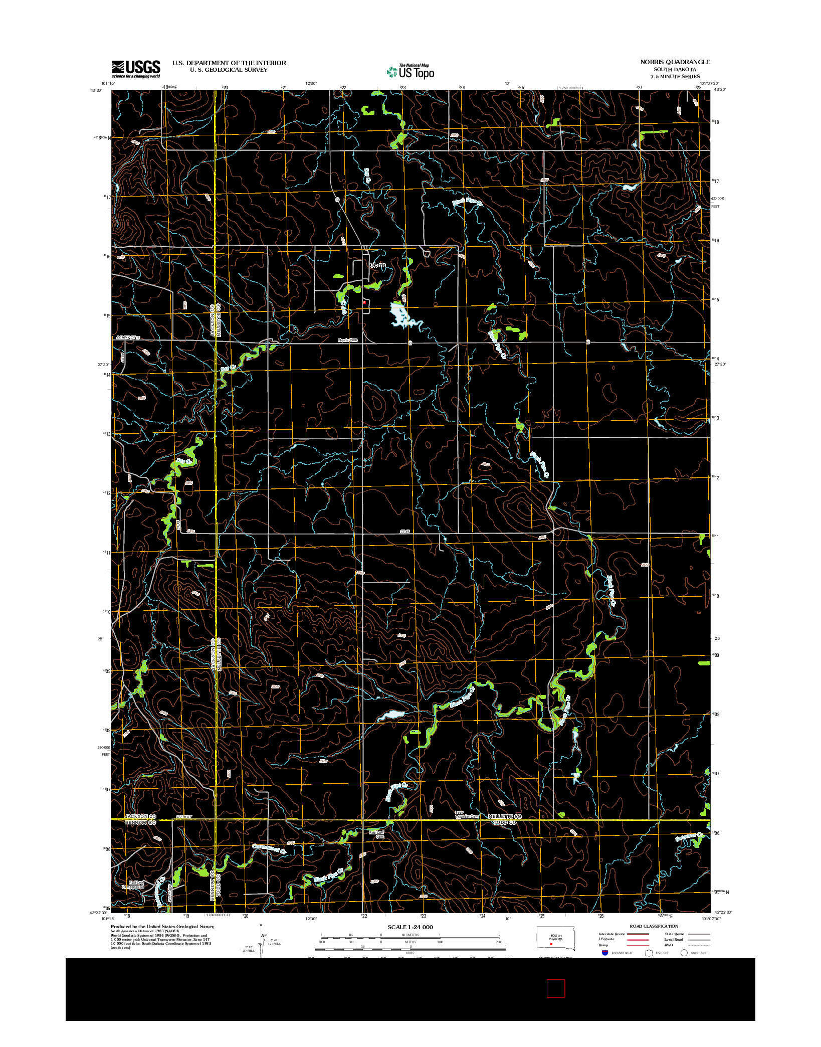 USGS US TOPO 7.5-MINUTE MAP FOR NORRIS, SD 2012