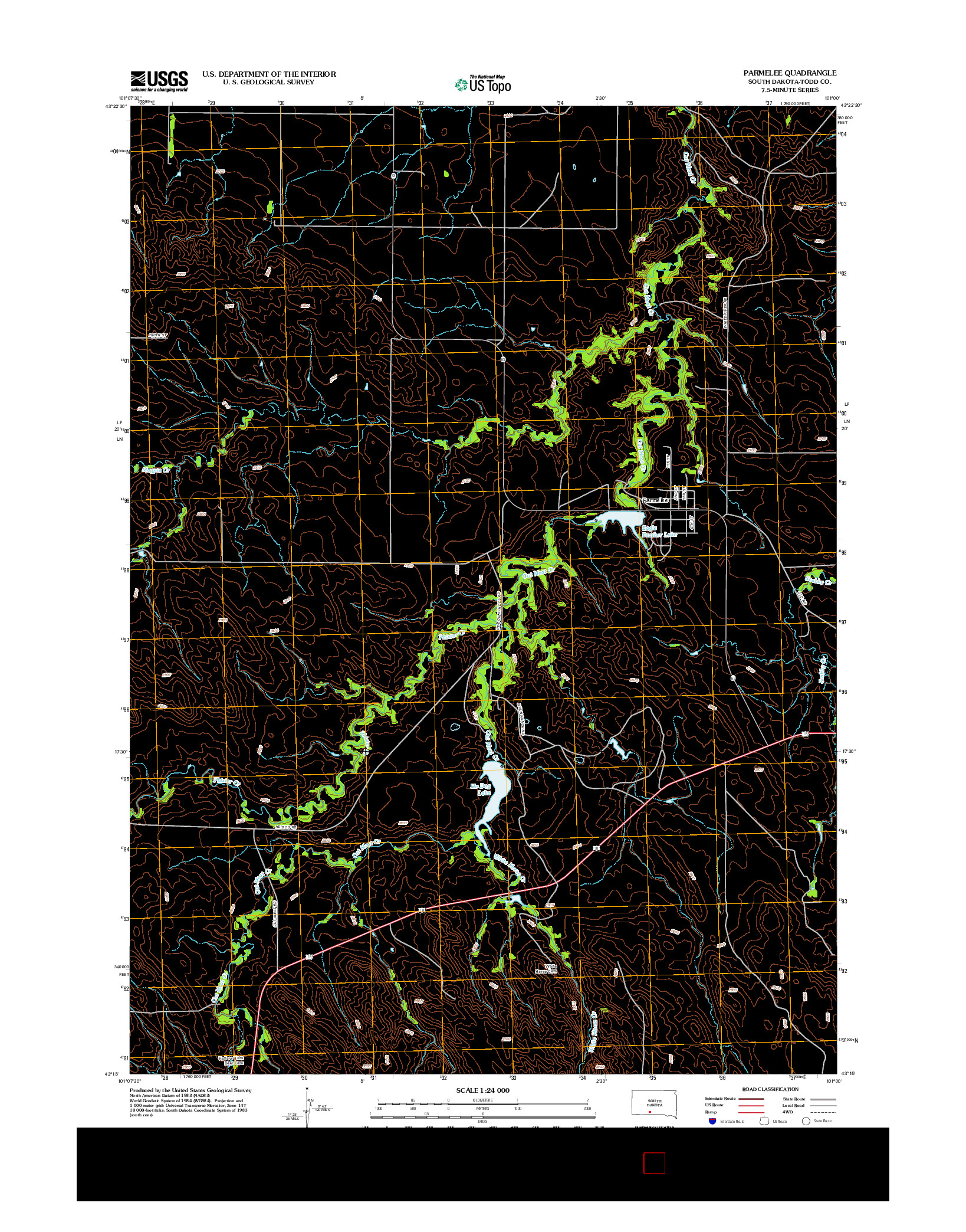 USGS US TOPO 7.5-MINUTE MAP FOR PARMELEE, SD 2012