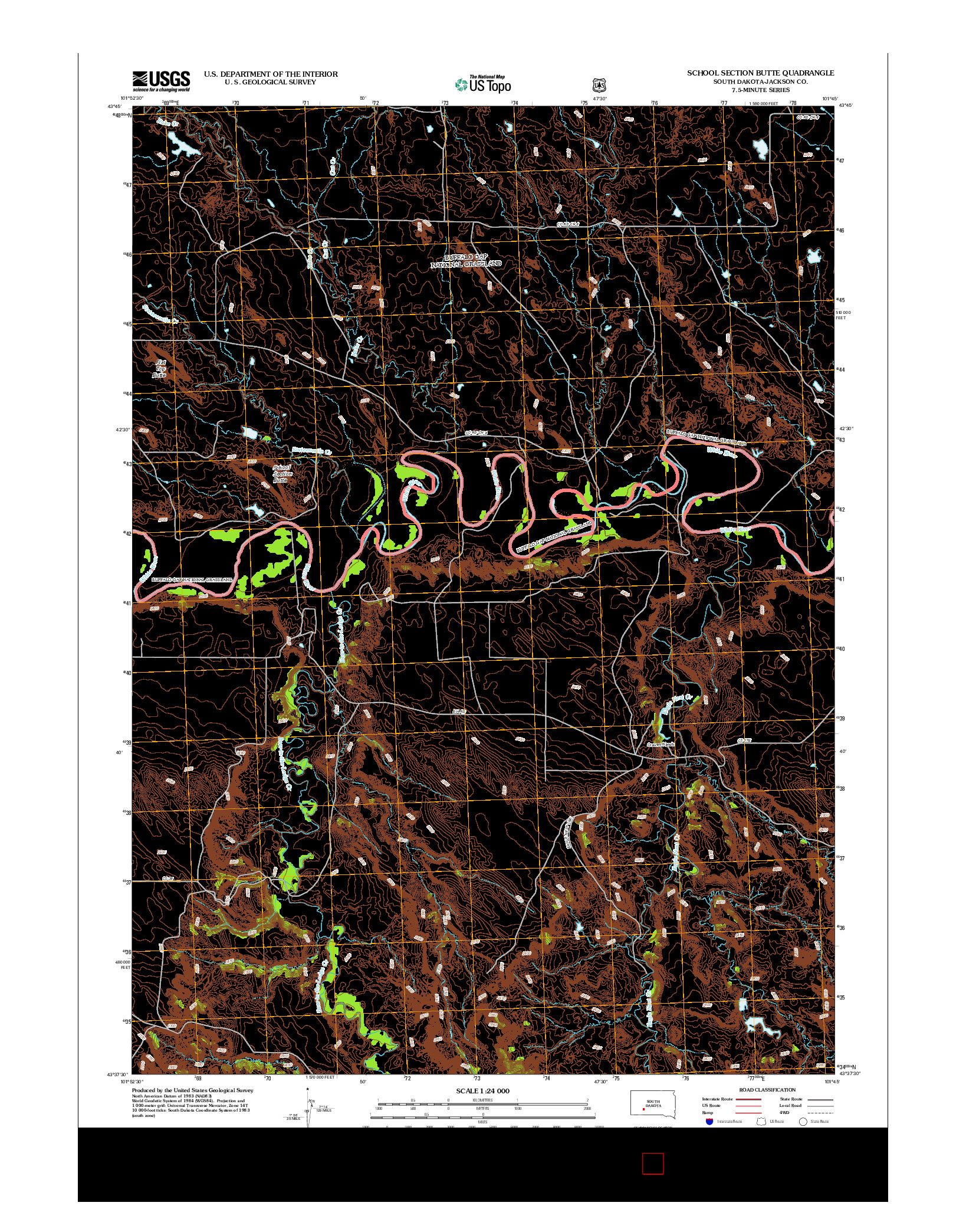 USGS US TOPO 7.5-MINUTE MAP FOR SCHOOL SECTION BUTTE, SD 2012
