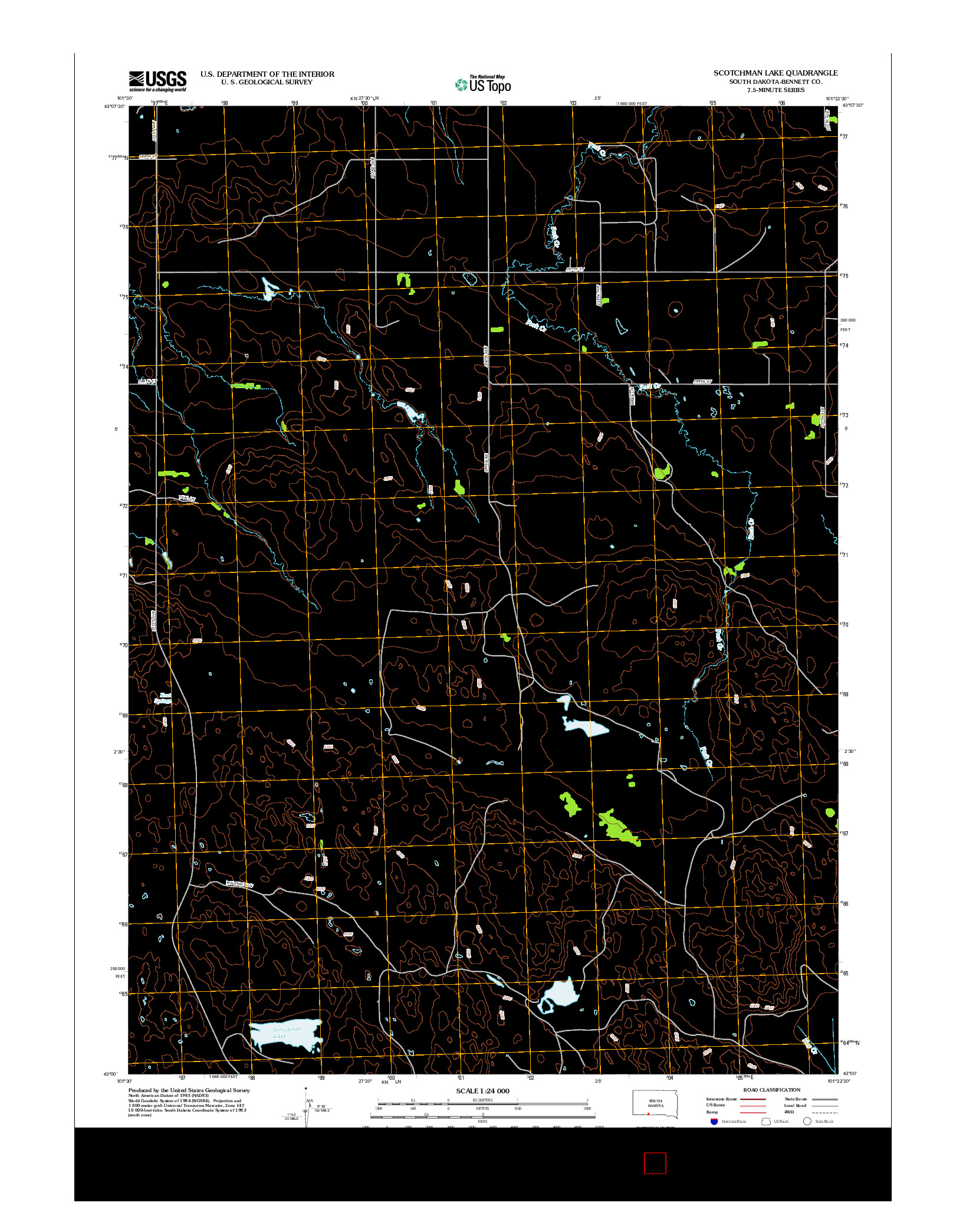 USGS US TOPO 7.5-MINUTE MAP FOR SCOTCHMAN LAKE, SD 2012