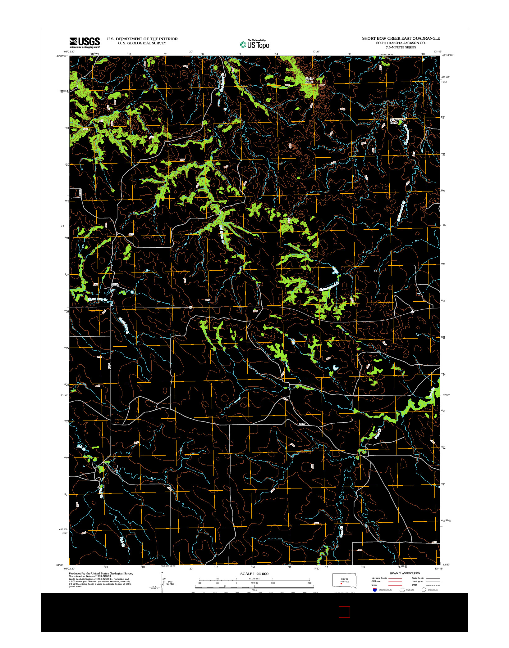 USGS US TOPO 7.5-MINUTE MAP FOR SHORT BOW CREEK EAST, SD 2012