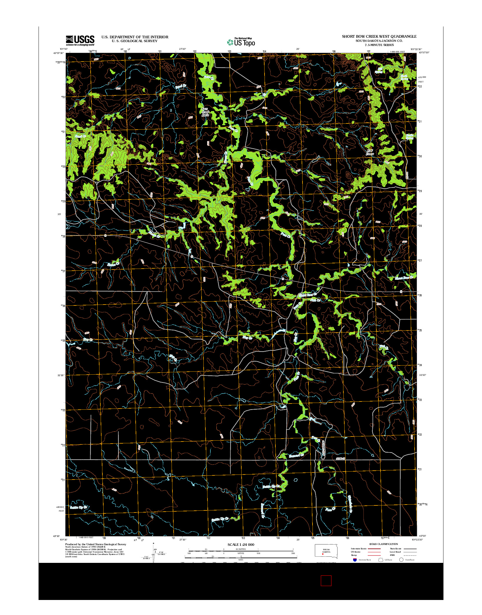 USGS US TOPO 7.5-MINUTE MAP FOR SHORT BOW CREEK WEST, SD 2012