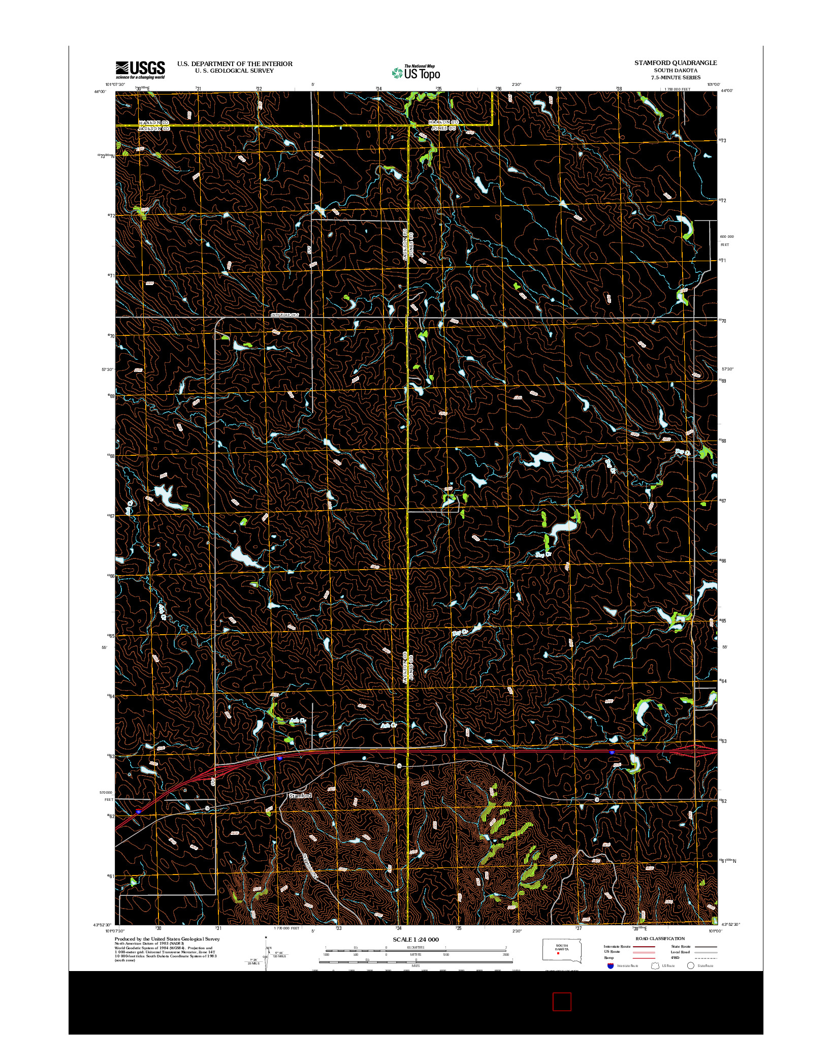 USGS US TOPO 7.5-MINUTE MAP FOR STAMFORD, SD 2012