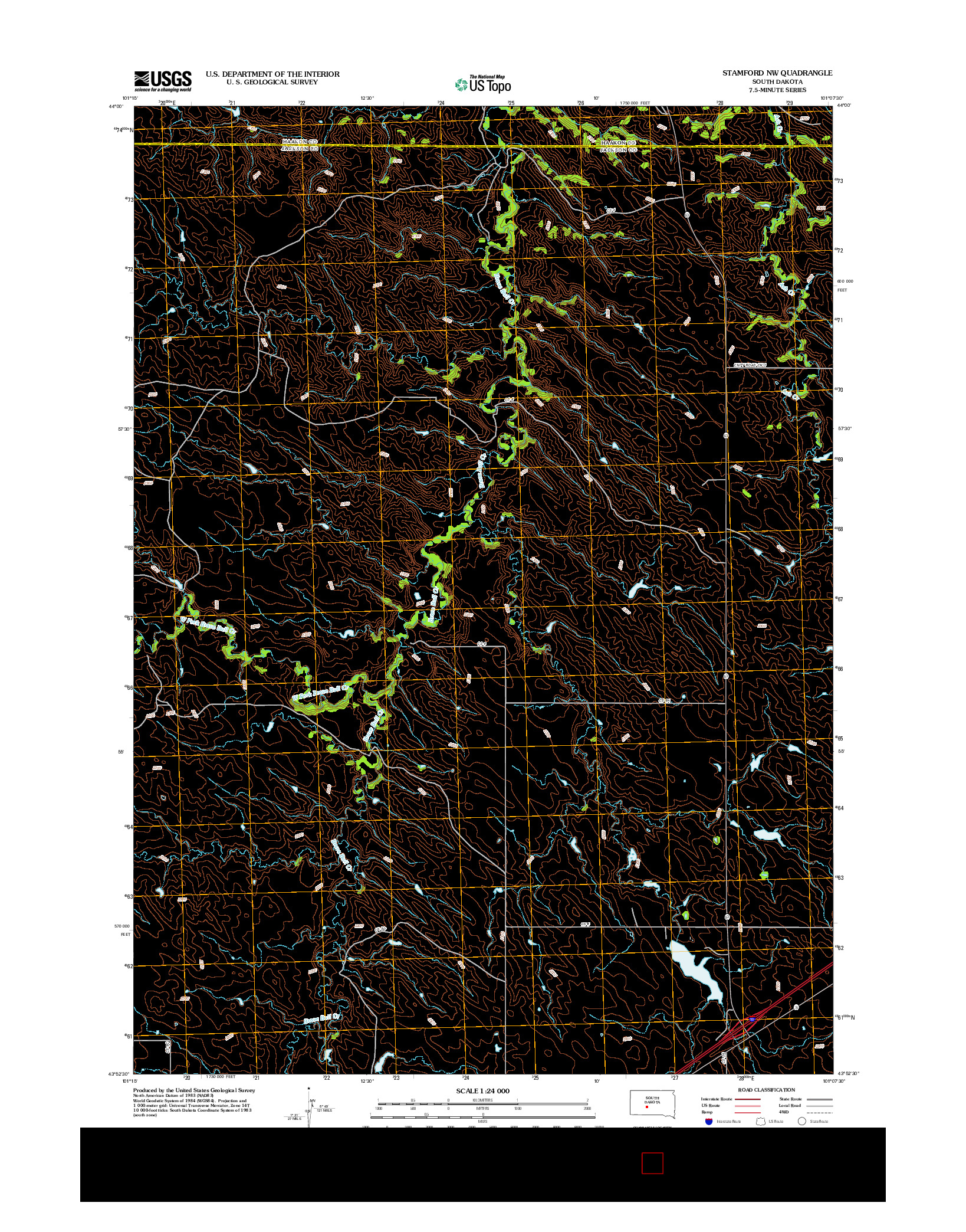 USGS US TOPO 7.5-MINUTE MAP FOR STAMFORD NW, SD 2012