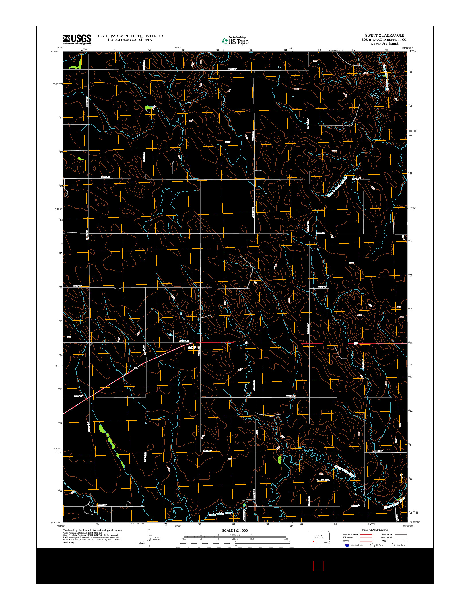 USGS US TOPO 7.5-MINUTE MAP FOR SWETT, SD 2012