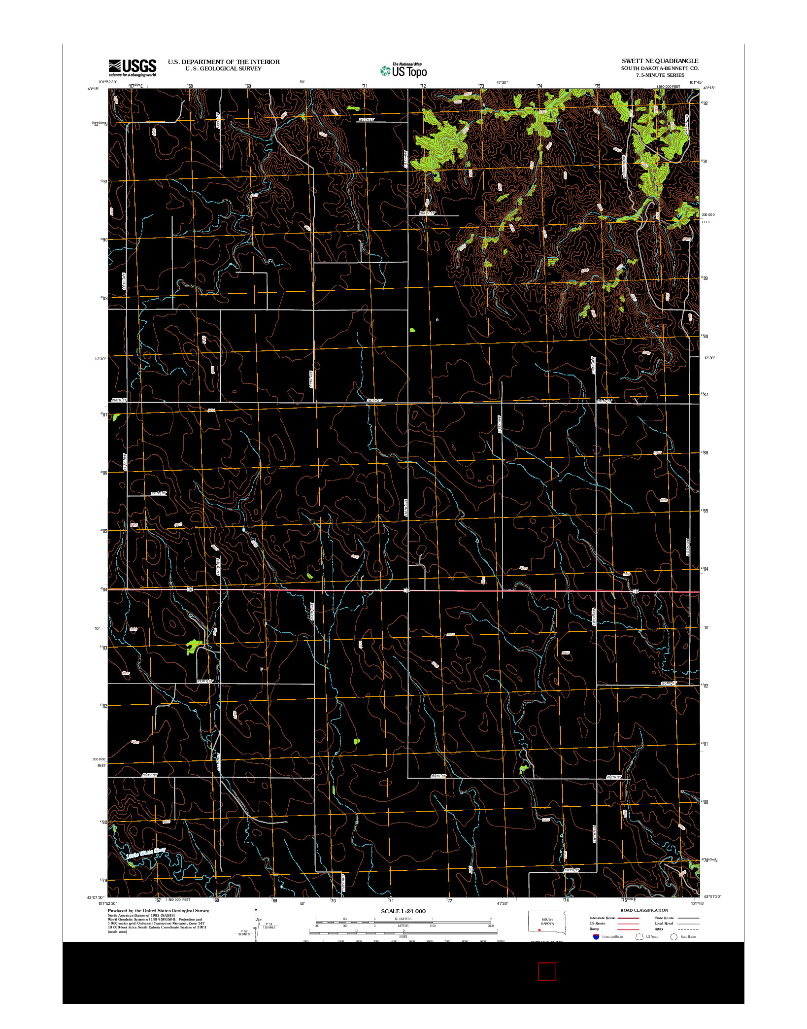 USGS US TOPO 7.5-MINUTE MAP FOR SWETT NE, SD 2012