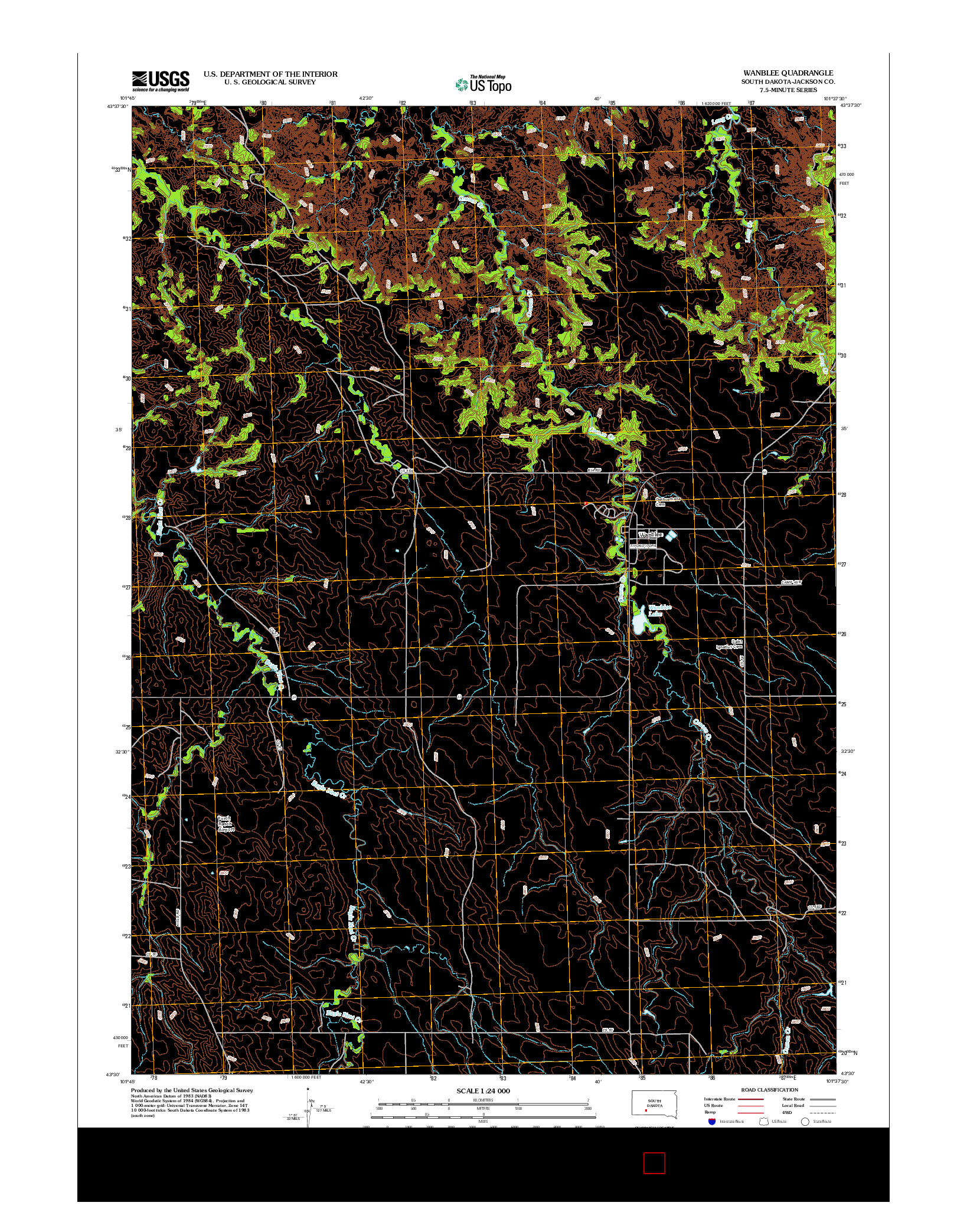 USGS US TOPO 7.5-MINUTE MAP FOR WANBLEE, SD 2012