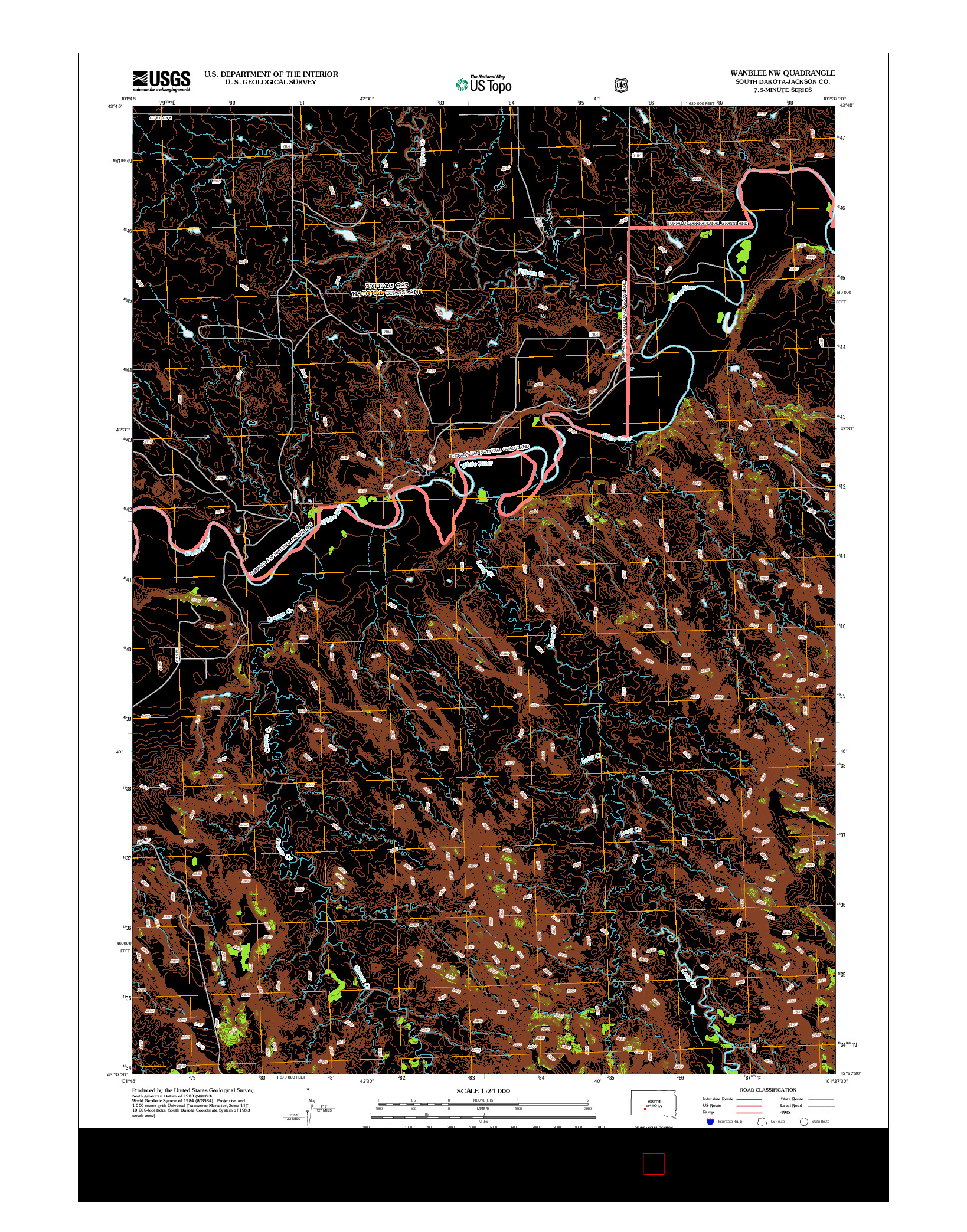 USGS US TOPO 7.5-MINUTE MAP FOR WANBLEE NW, SD 2012