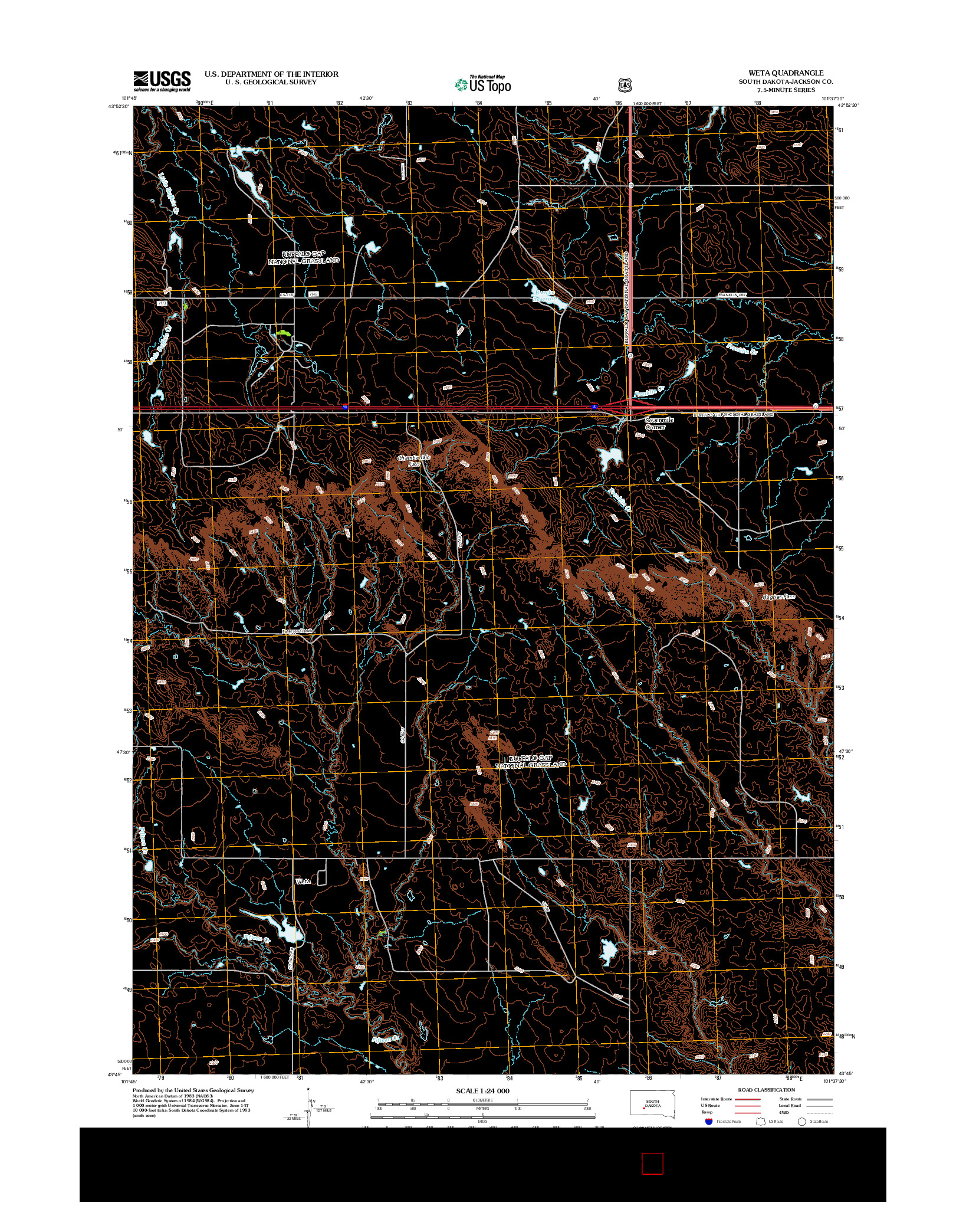 USGS US TOPO 7.5-MINUTE MAP FOR WETA, SD 2012