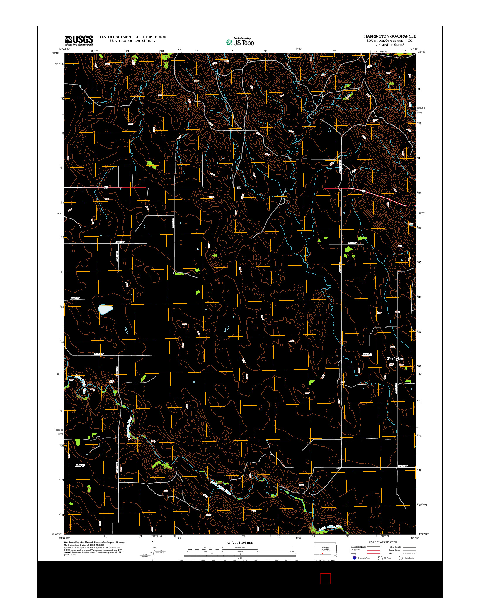 USGS US TOPO 7.5-MINUTE MAP FOR HARRINGTON, SD 2012