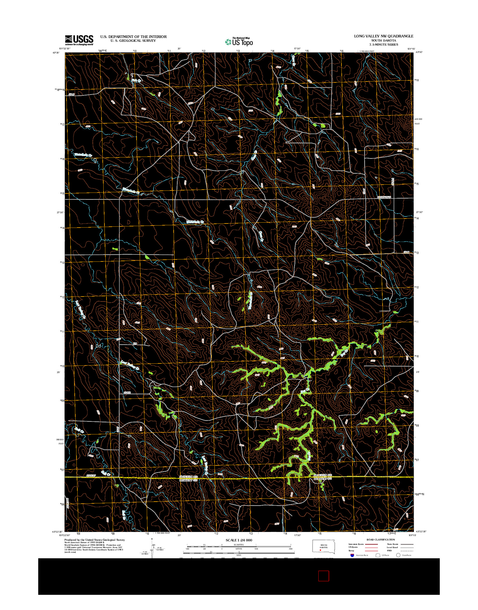 USGS US TOPO 7.5-MINUTE MAP FOR LONG VALLEY NW, SD 2012