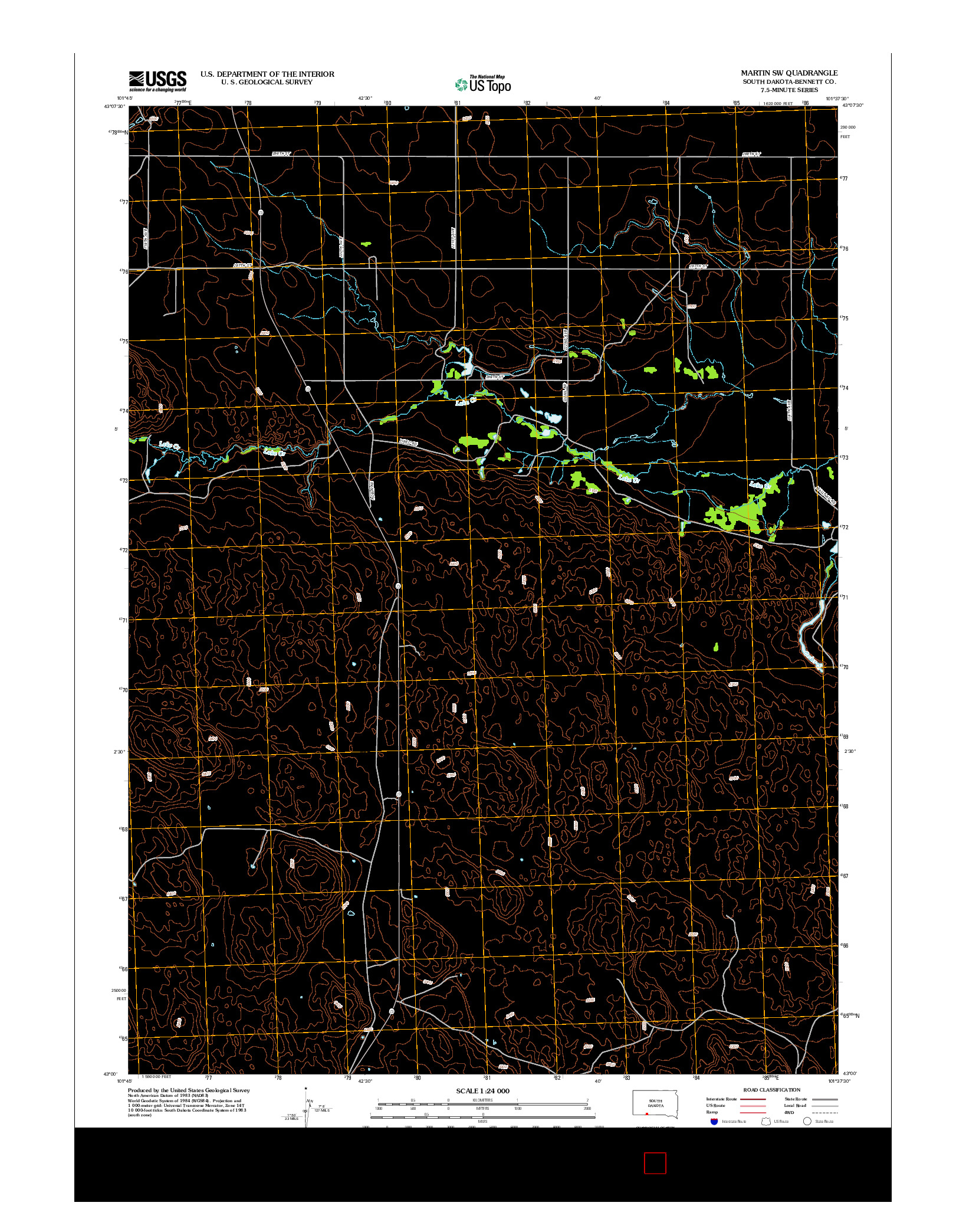 USGS US TOPO 7.5-MINUTE MAP FOR MARTIN SW, SD 2012