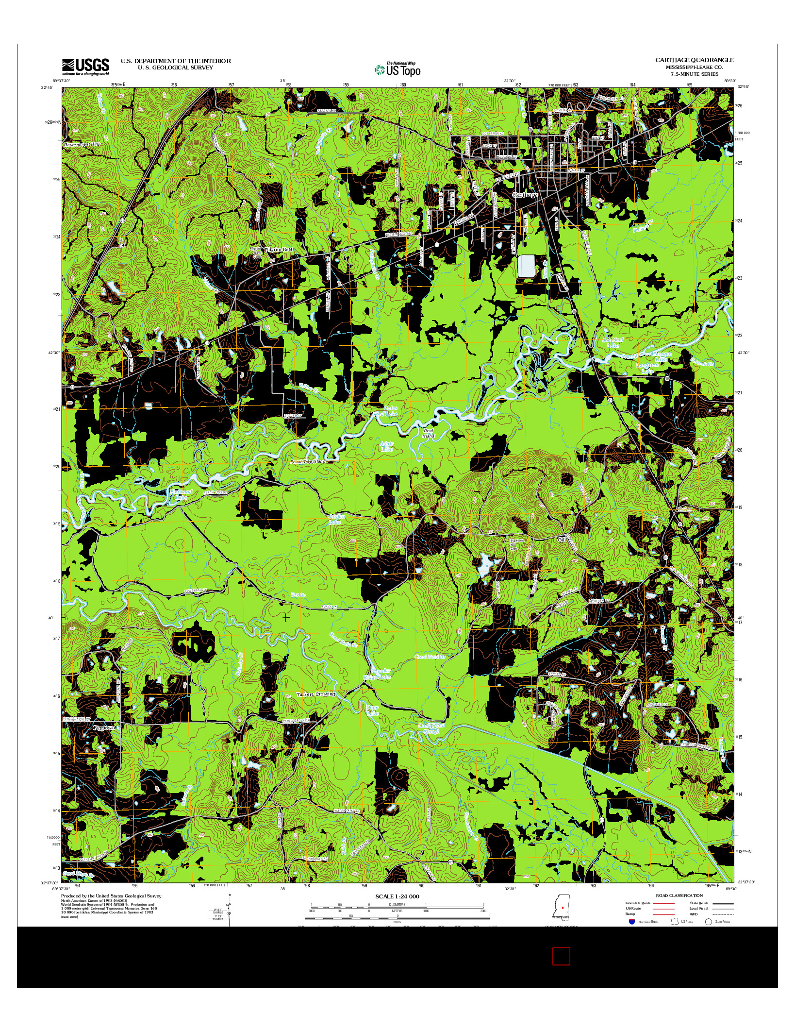USGS US TOPO 7.5-MINUTE MAP FOR CARTHAGE, MS 2012