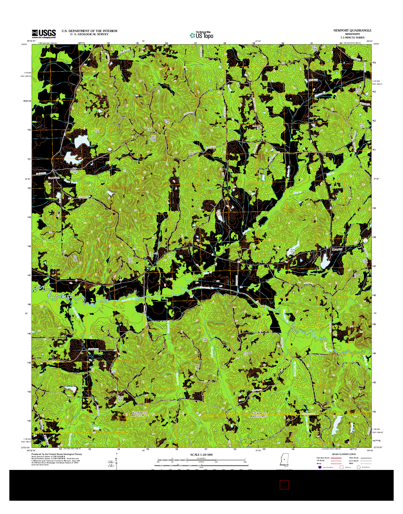 USGS US TOPO 7.5-MINUTE MAP FOR NEWPORT, MS 2012