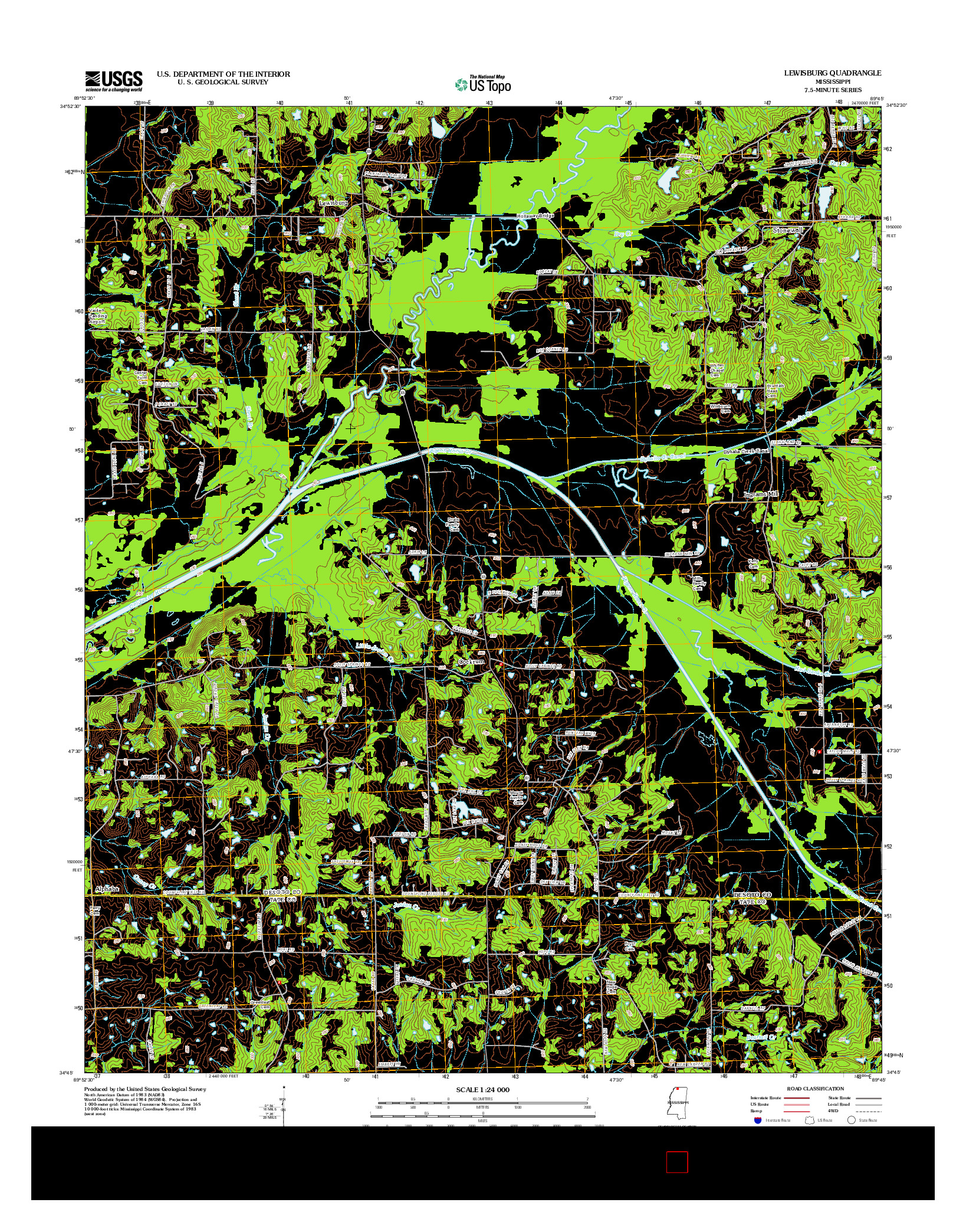 USGS US TOPO 7.5-MINUTE MAP FOR LEWISBURG, MS 2012