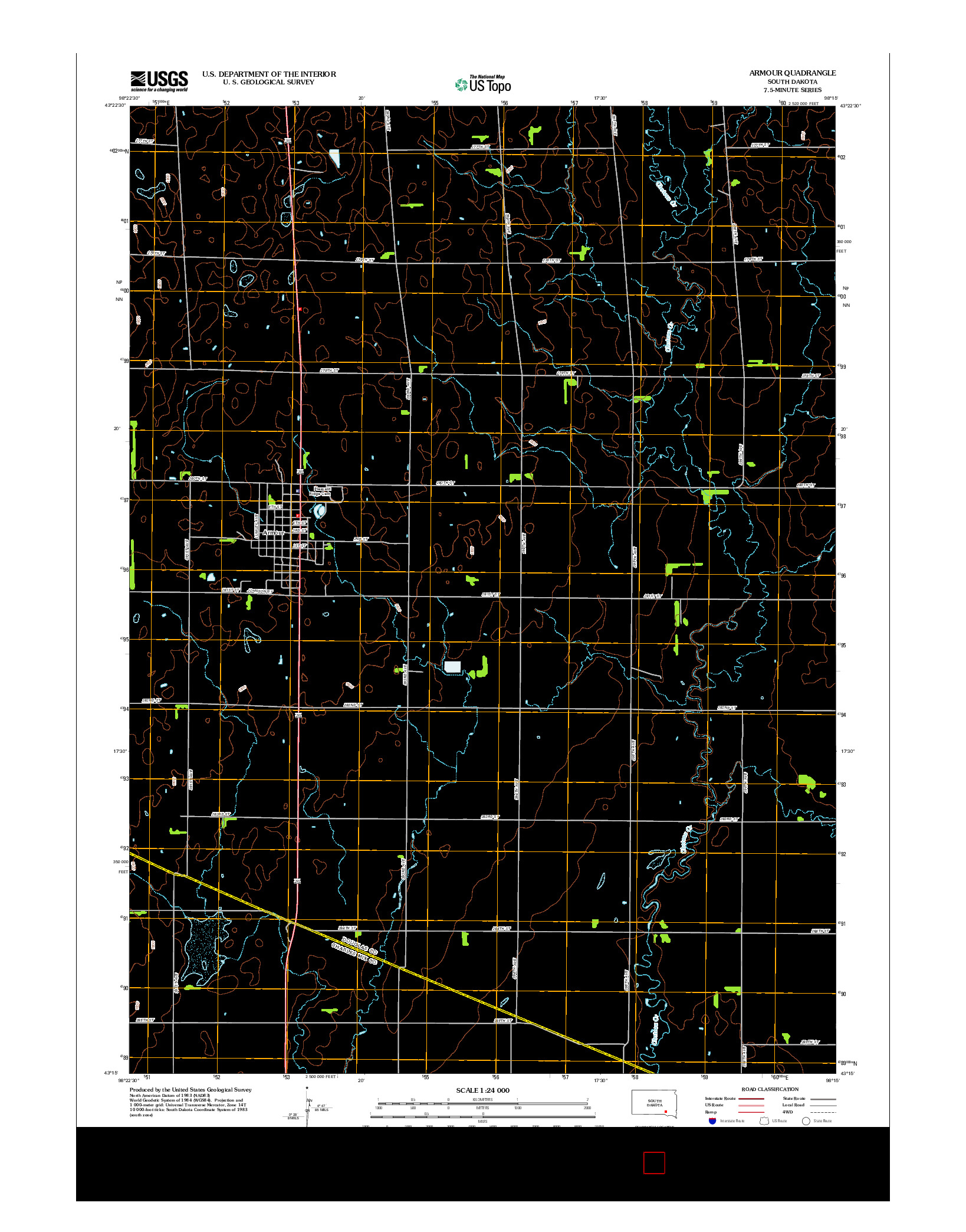 USGS US TOPO 7.5-MINUTE MAP FOR ARMOUR, SD 2012
