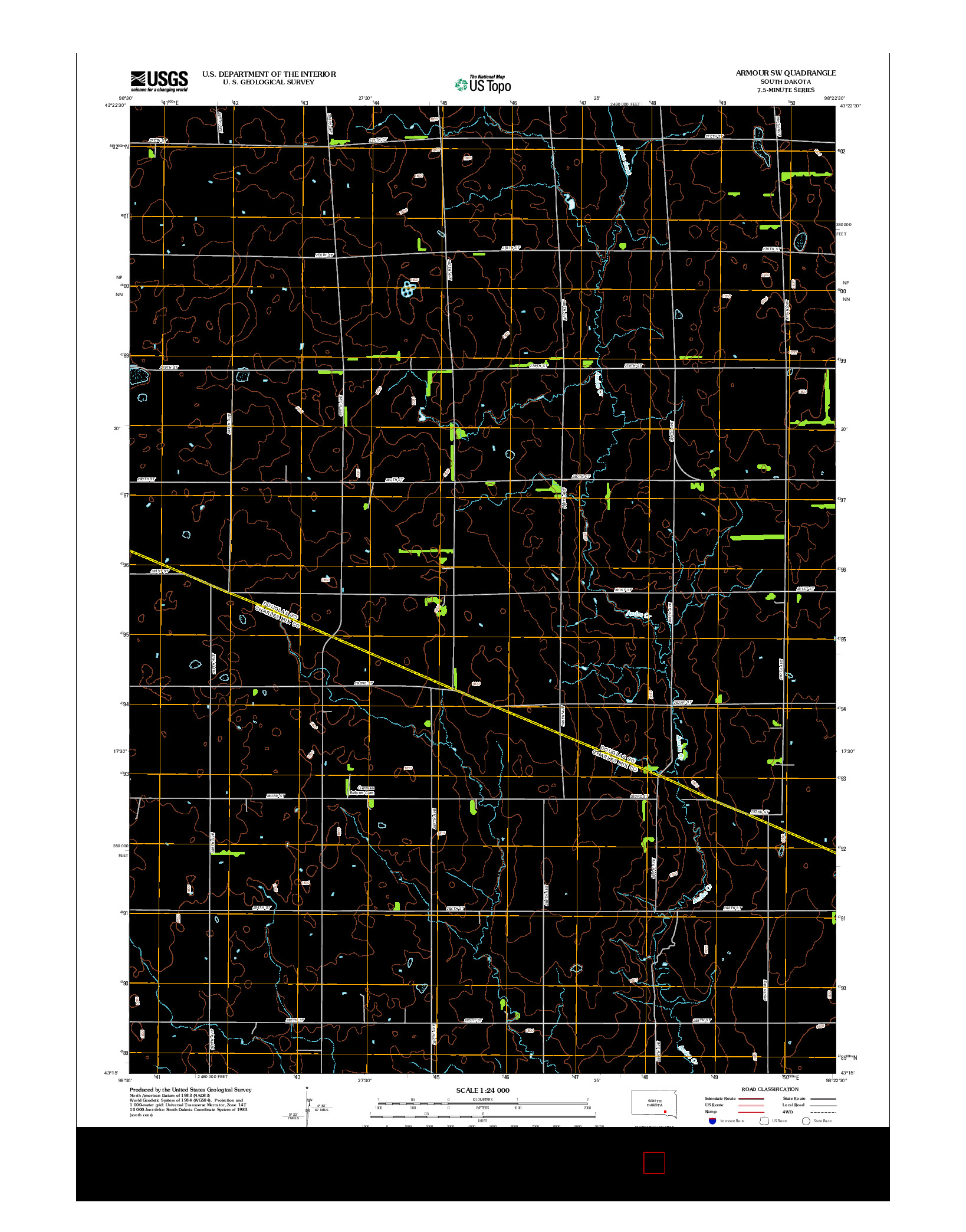 USGS US TOPO 7.5-MINUTE MAP FOR ARMOUR SW, SD 2012